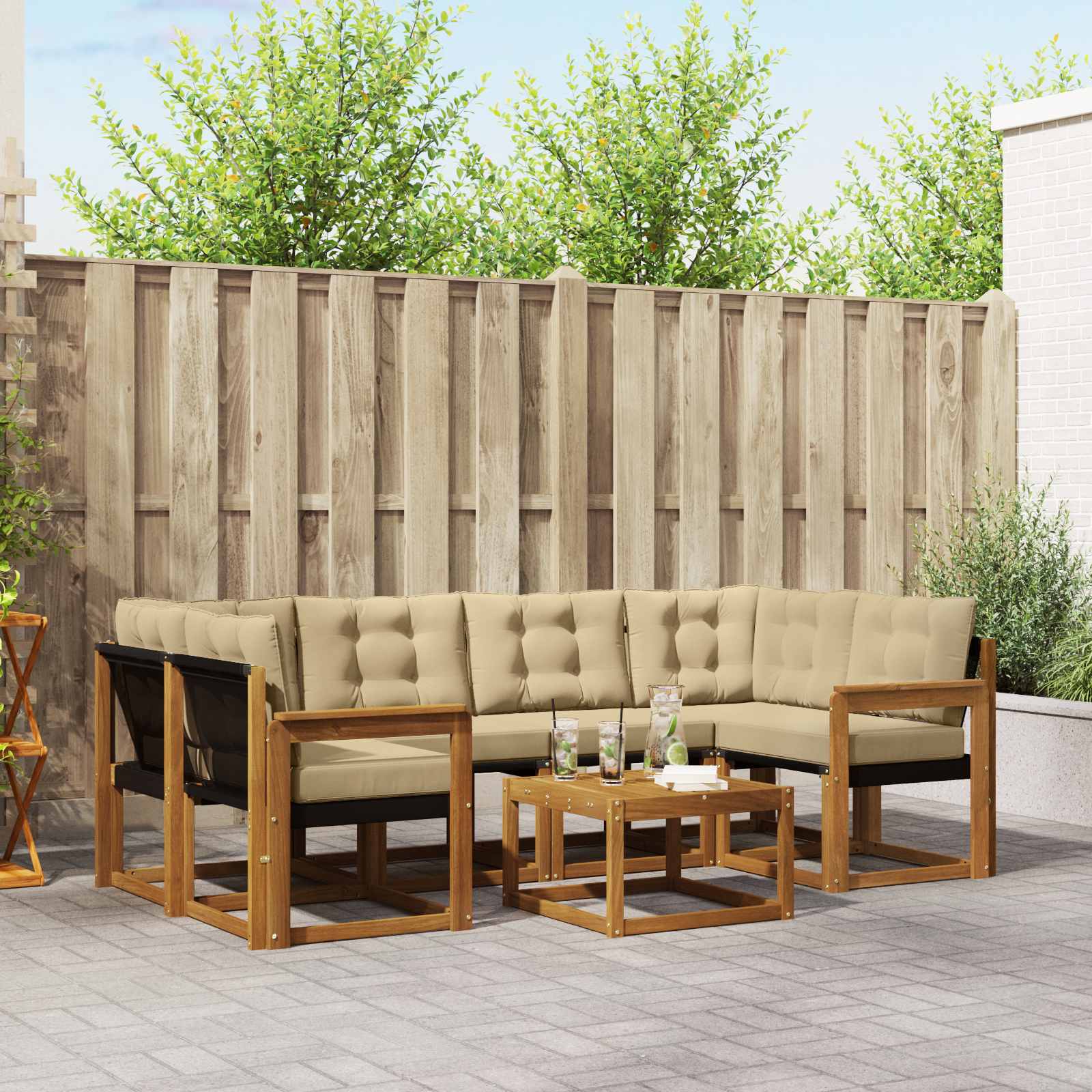 Ensemble de canapés d'extérieur 7 pcs Naturel et Beige - XIOS