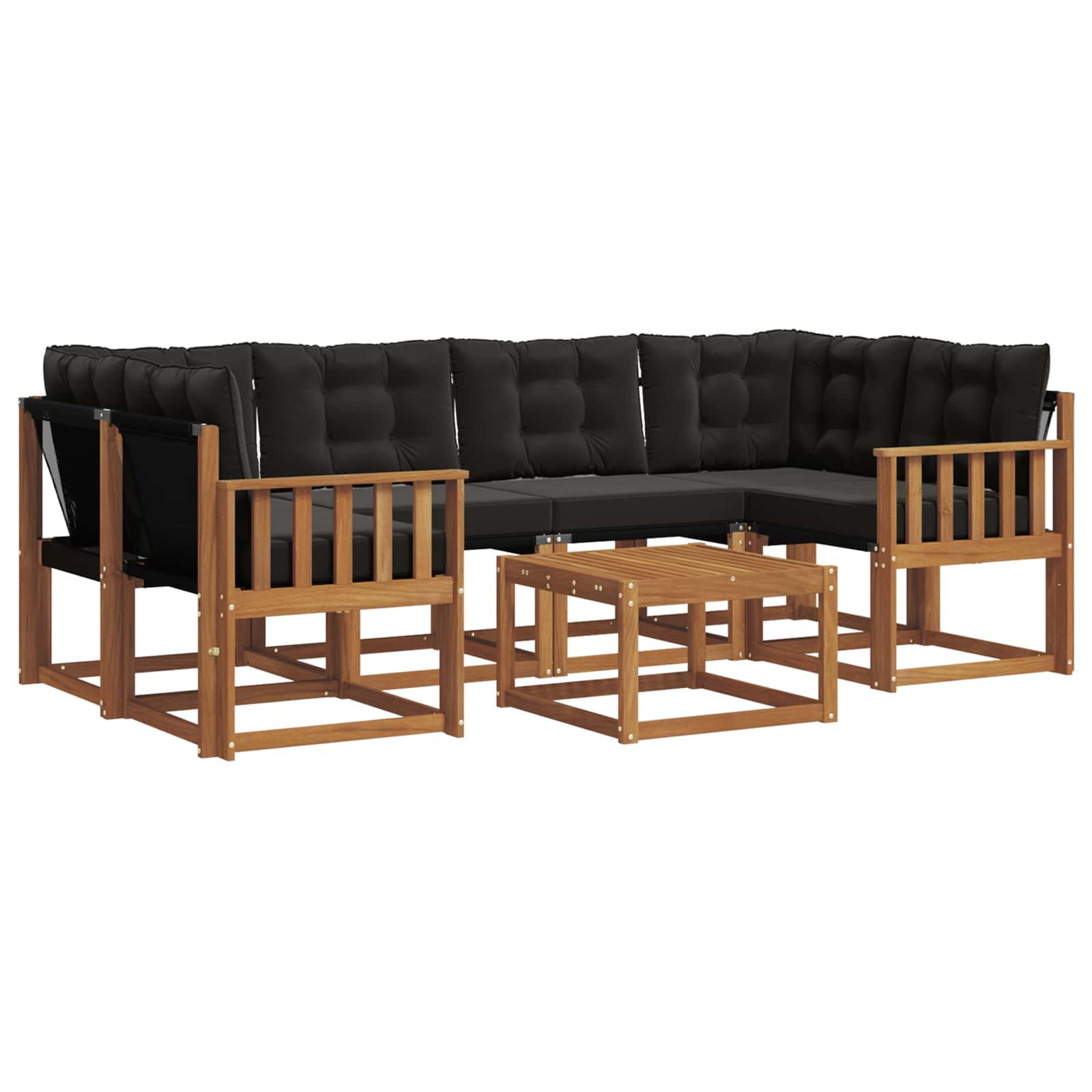 Ensemble de canapés d'extérieur 7 pcs Naturel et Noir - XIOS