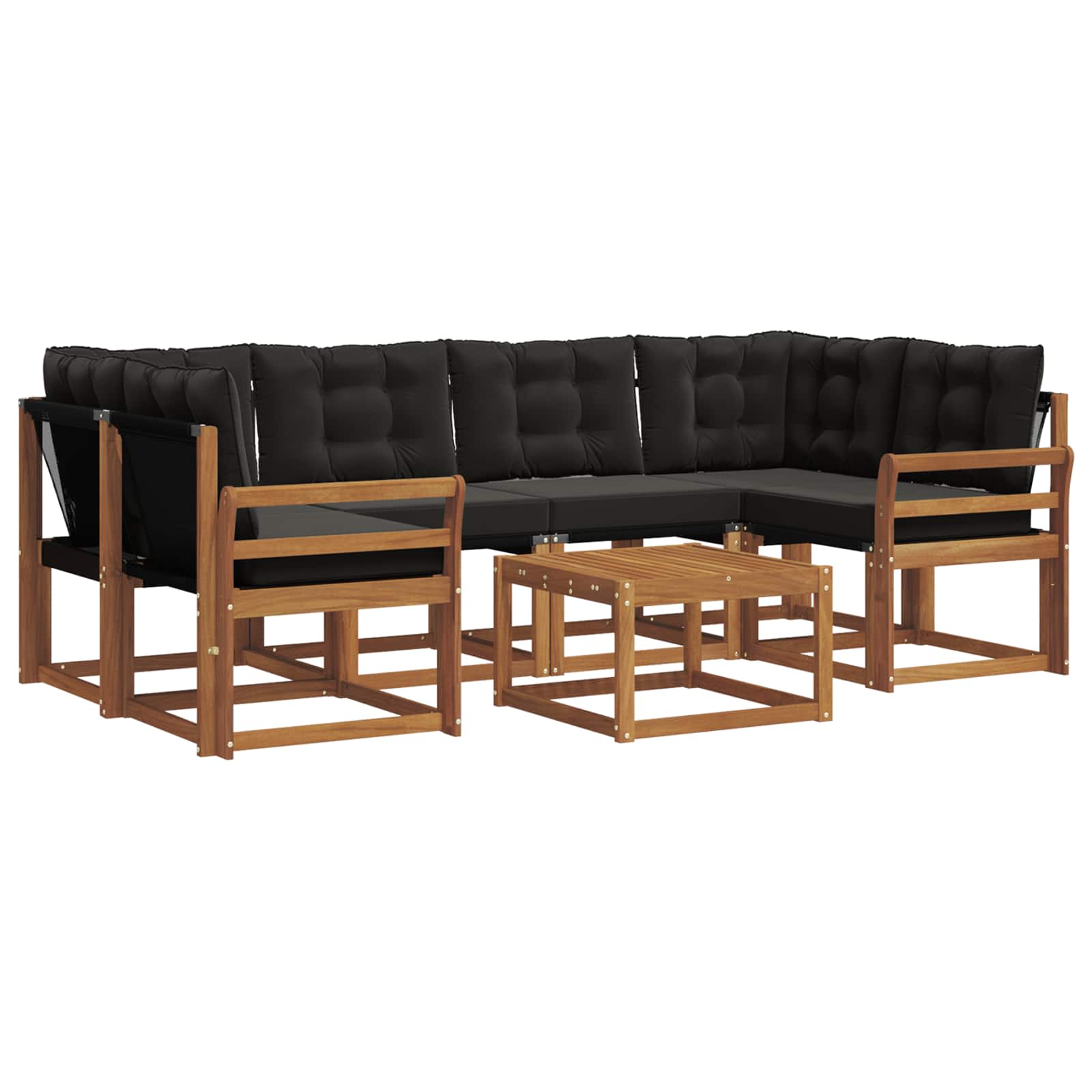Ensemble de canapés d'extérieur 7 pcs Naturel et Noir - XIOS