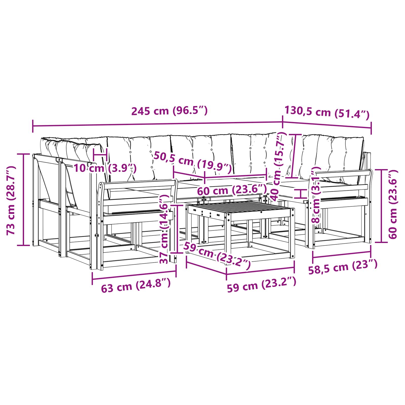 Ensemble de canapés d'extérieur 7 pcs Naturel et Beige - XIOS
