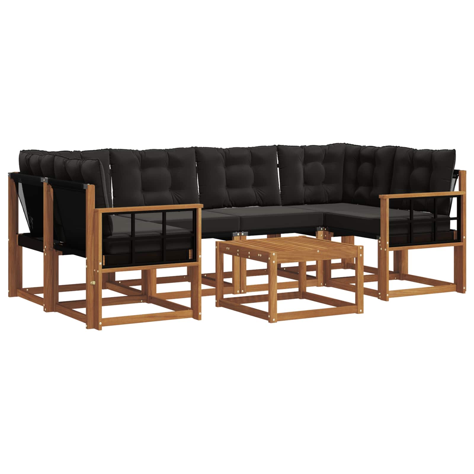 Ensemble de canapés d'extérieur 7 pcs Naturel et Noir - XIOS