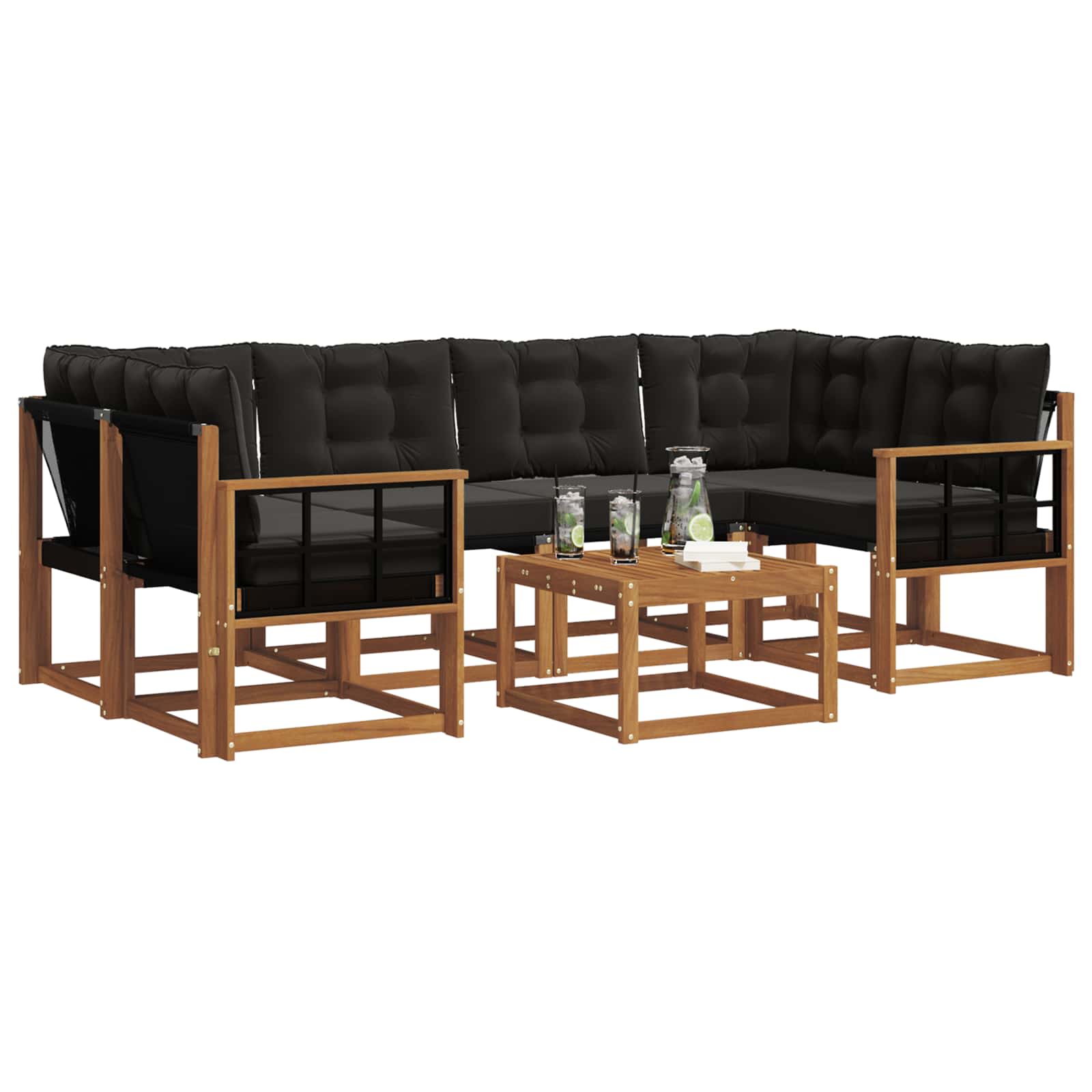 Ensemble de canapés d'extérieur 7 pcs Naturel et Noir - XIOS