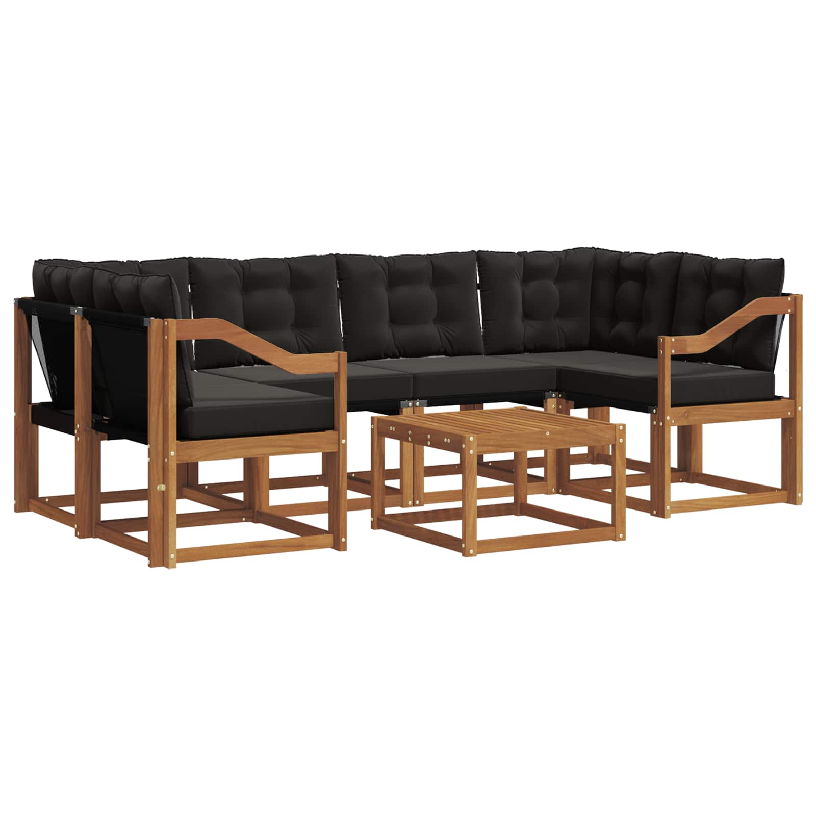 Ensemble de canapés d'extérieur 7 pcs Naturel et Noir - XIOS