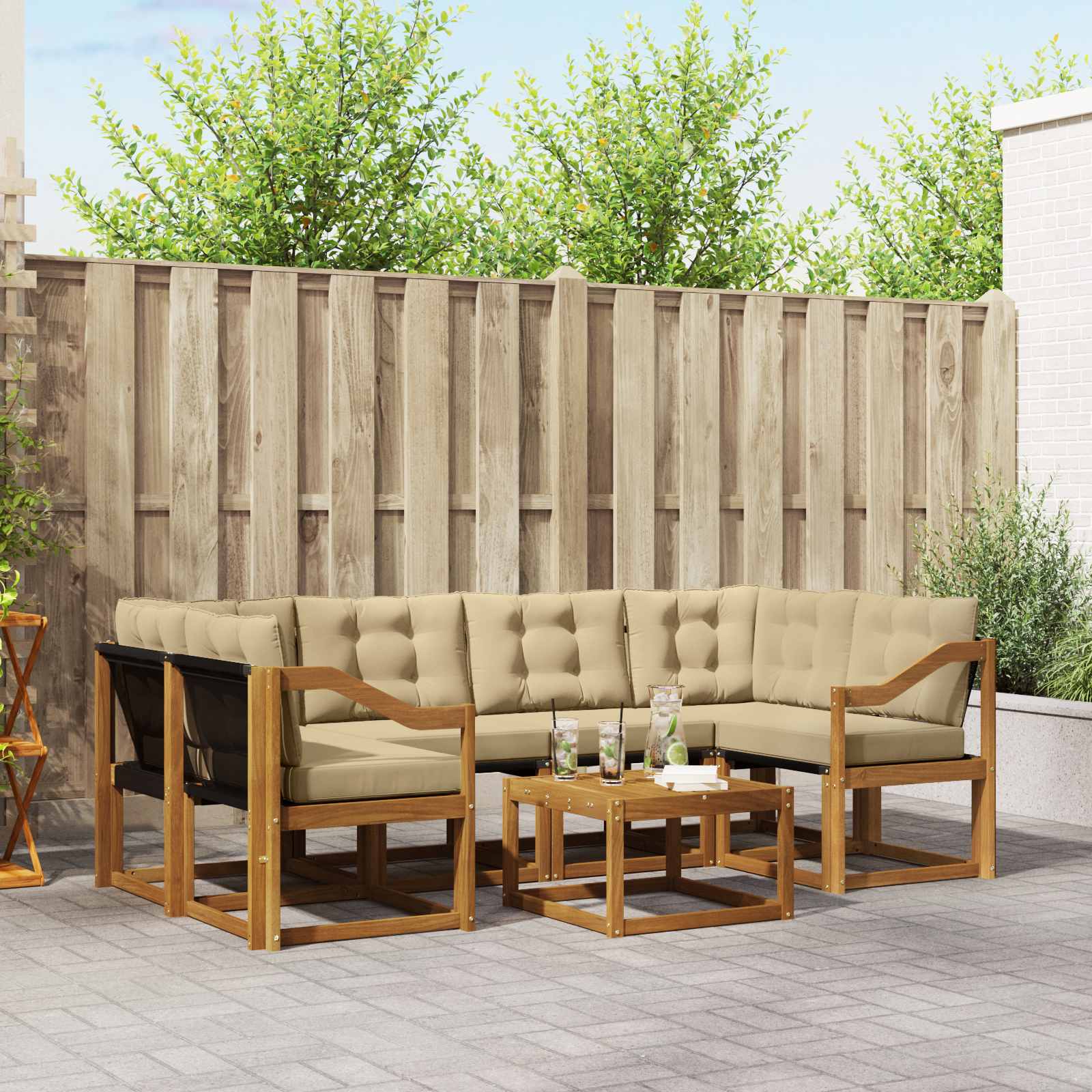 Ensemble de canapés d'extérieur 7 pcs Naturel et Beige - XIOS