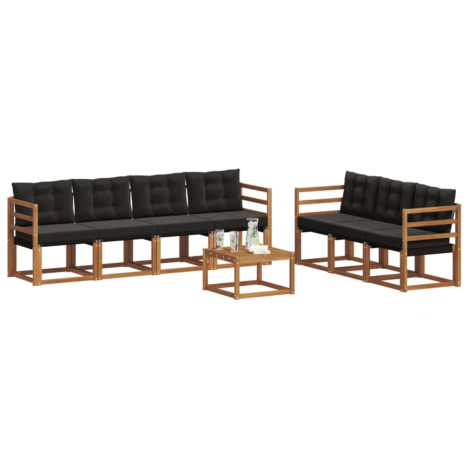 Ensemble de canapés d'extérieur 8 pcs Naturel et Noir - XIOS