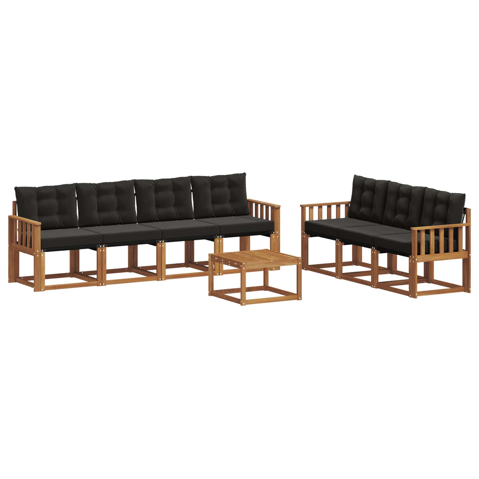 Ensemble de canapés d'extérieur 8 pcs Naturel et Noir - XIOS