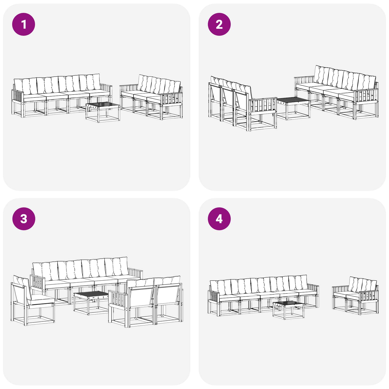 Ensemble de canapés d'extérieur 8 pcs Naturel et Beige - XIOS