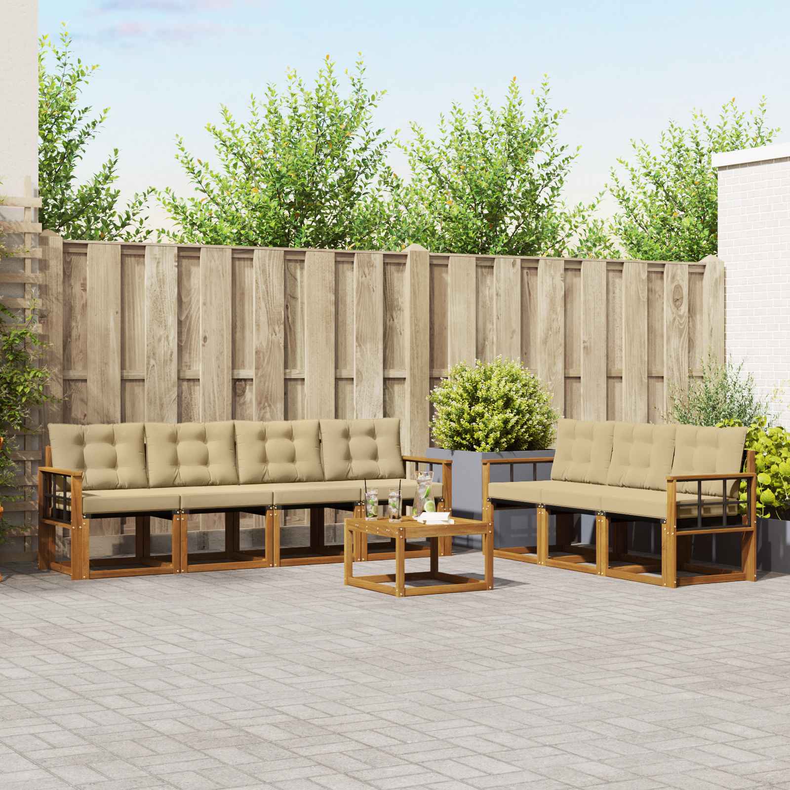 Ensemble de canapés d'extérieur 8 pcs Naturel et Beige - XIOS