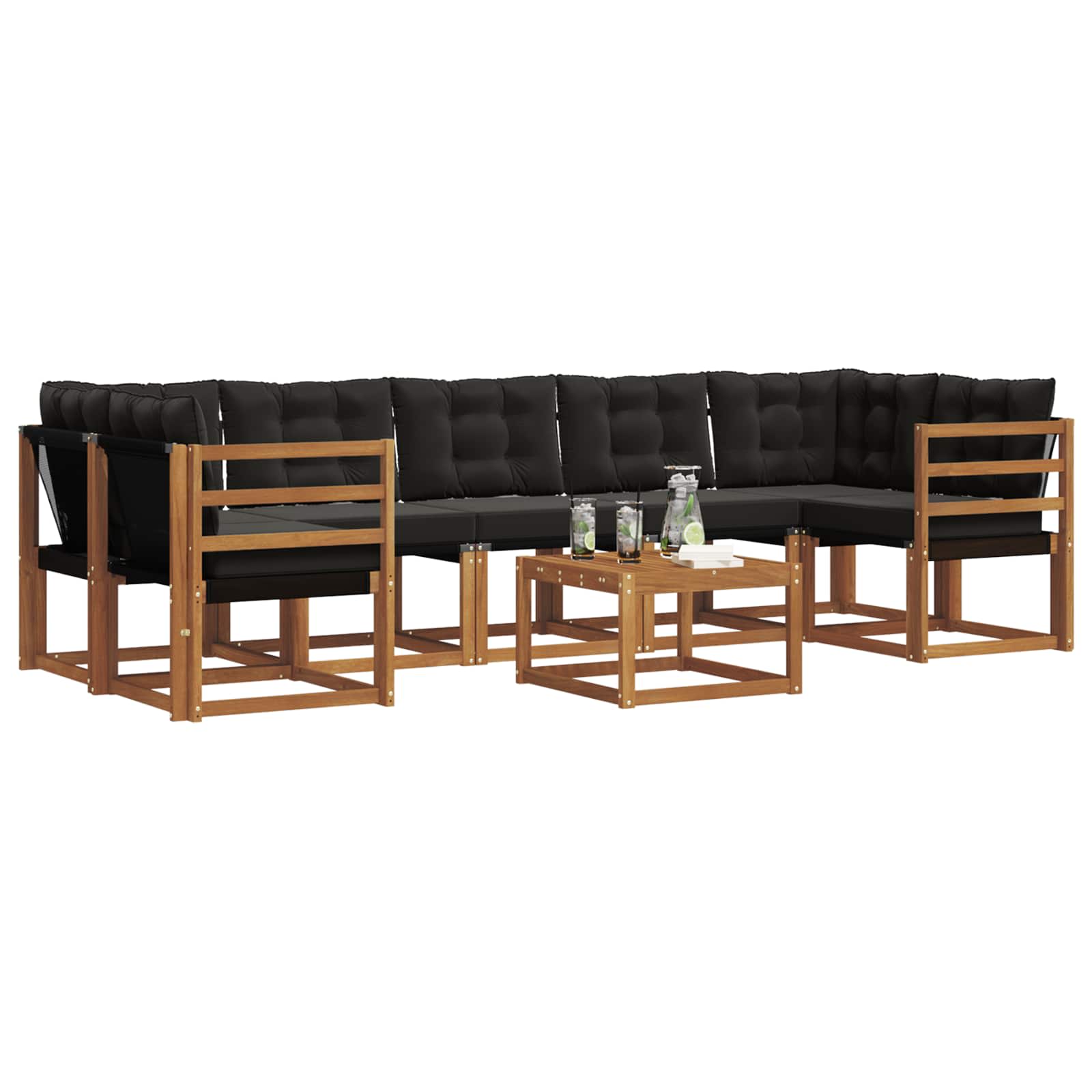 Ensemble de canapés d'extérieur 8 pcs Naturel et Noir - XIOS