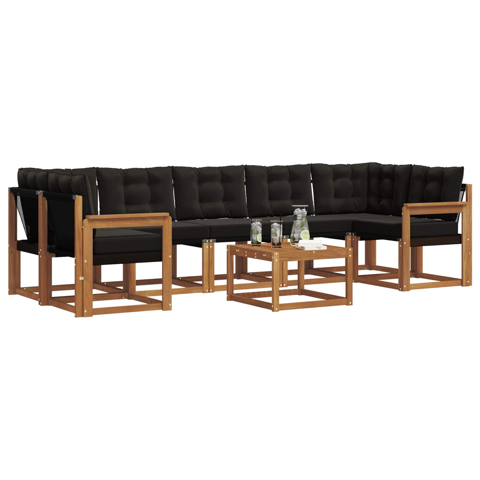 Ensemble de canapés d'extérieur 8 pcs Naturel et Noir - XIOS