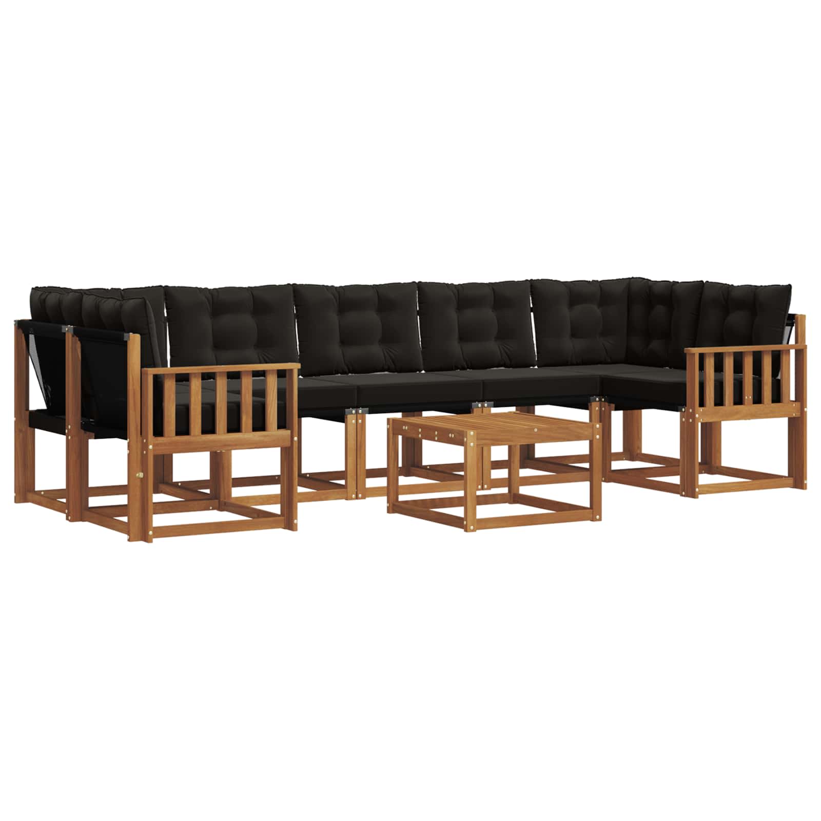 Ensemble de canapés d'extérieur 8 pcs Naturel et Noir - XIOS