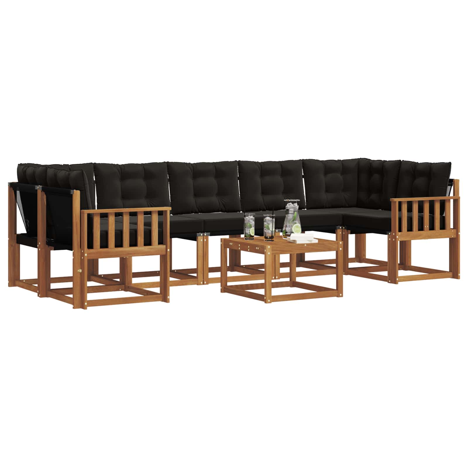 Ensemble de canapés d'extérieur 8 pcs Naturel et Noir - XIOS