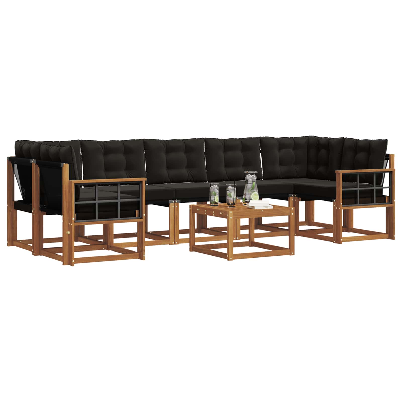 Ensemble de canapés d'extérieur 8 pcs Naturel et Noir - XIOS