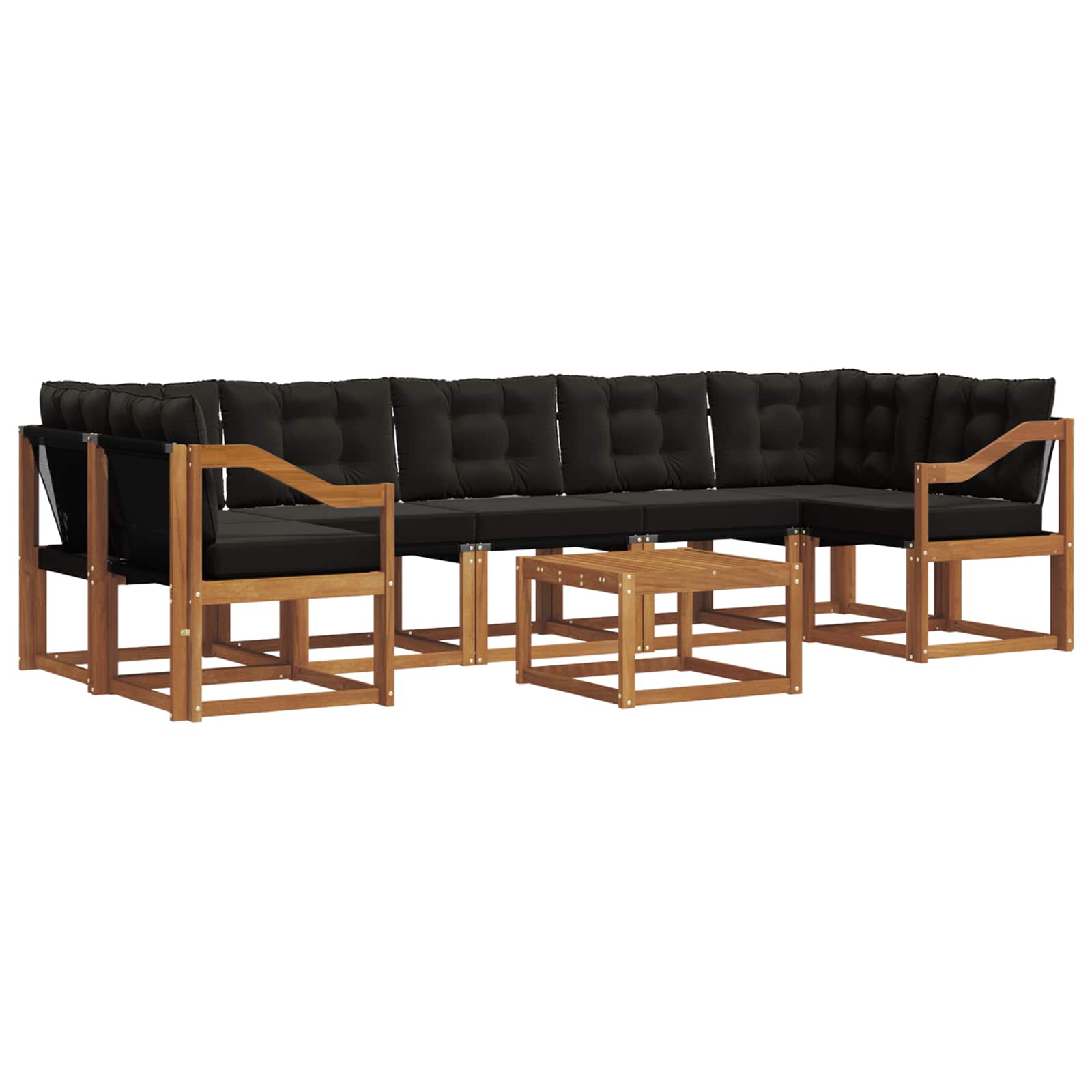 Ensemble de canapés d'extérieur 8 pcs Naturel et Noir - XIOS