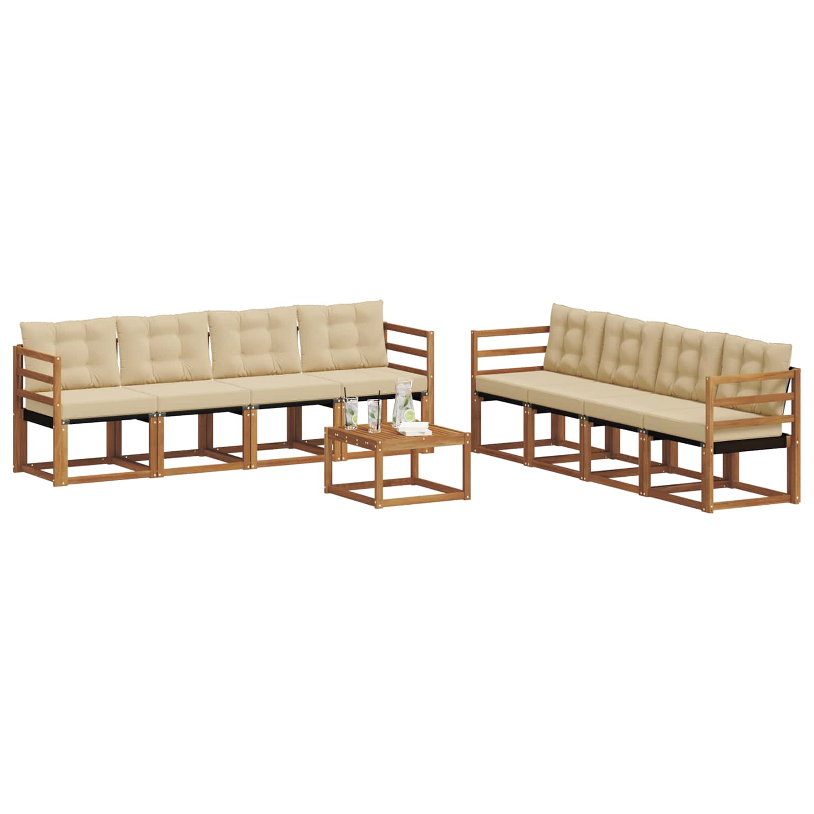 Ensemble de canapés d'extérieur 9 pcs Naturel et Beige - XIOS