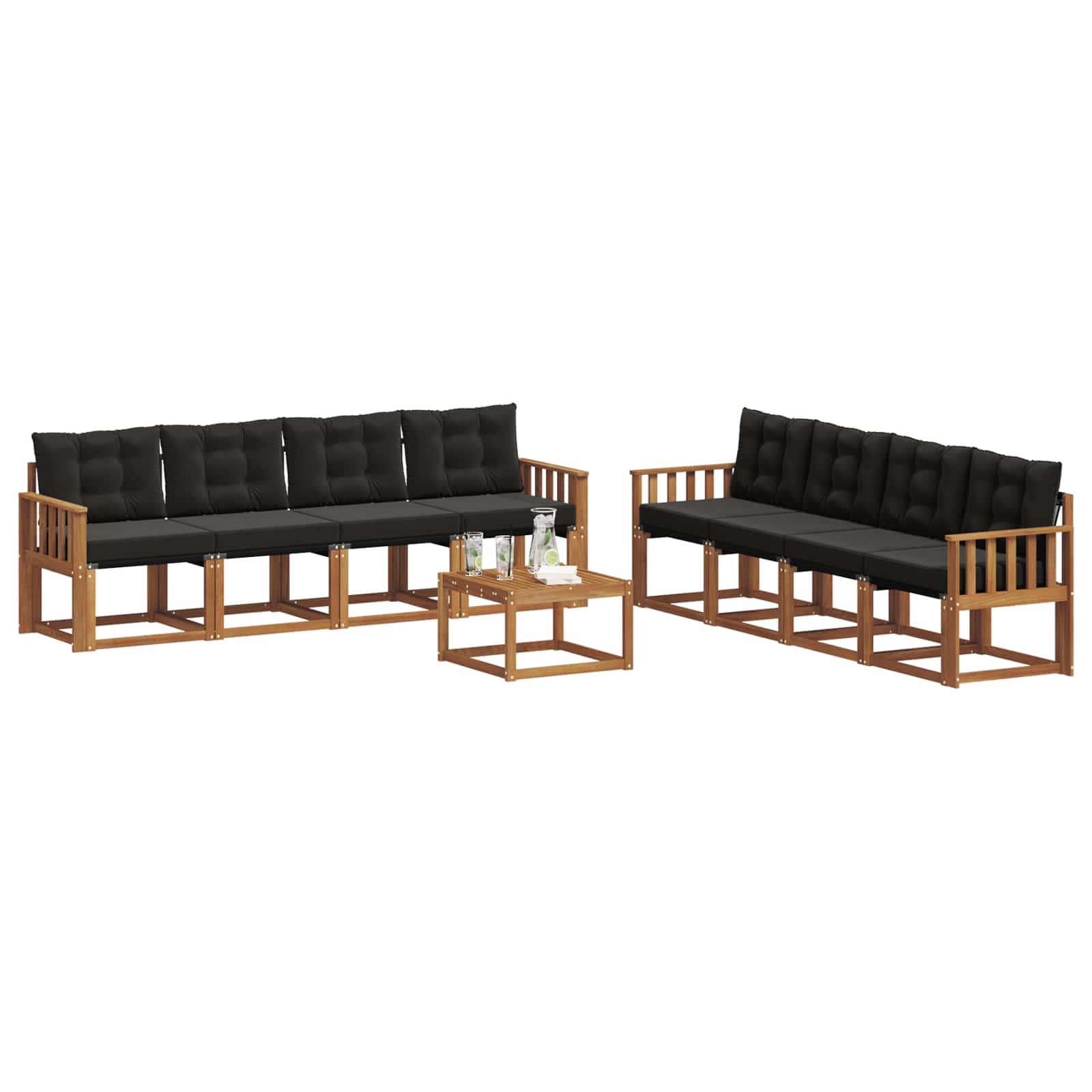 Ensemble de canapés d'extérieur 9 pcs Naturel et Noir - XIOS