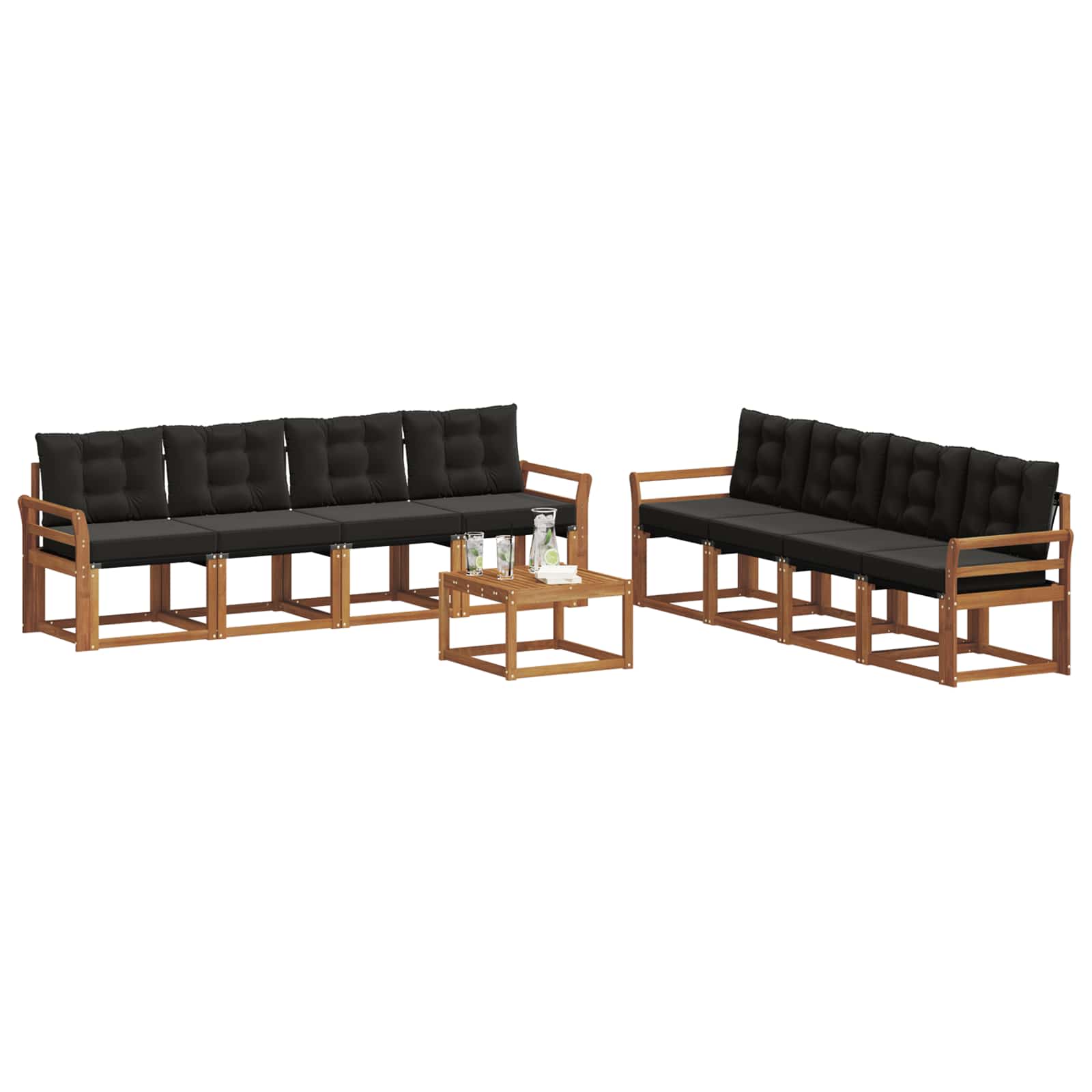 Ensemble de canapés d'extérieur 9 pcs Naturel et Noir - XIOS