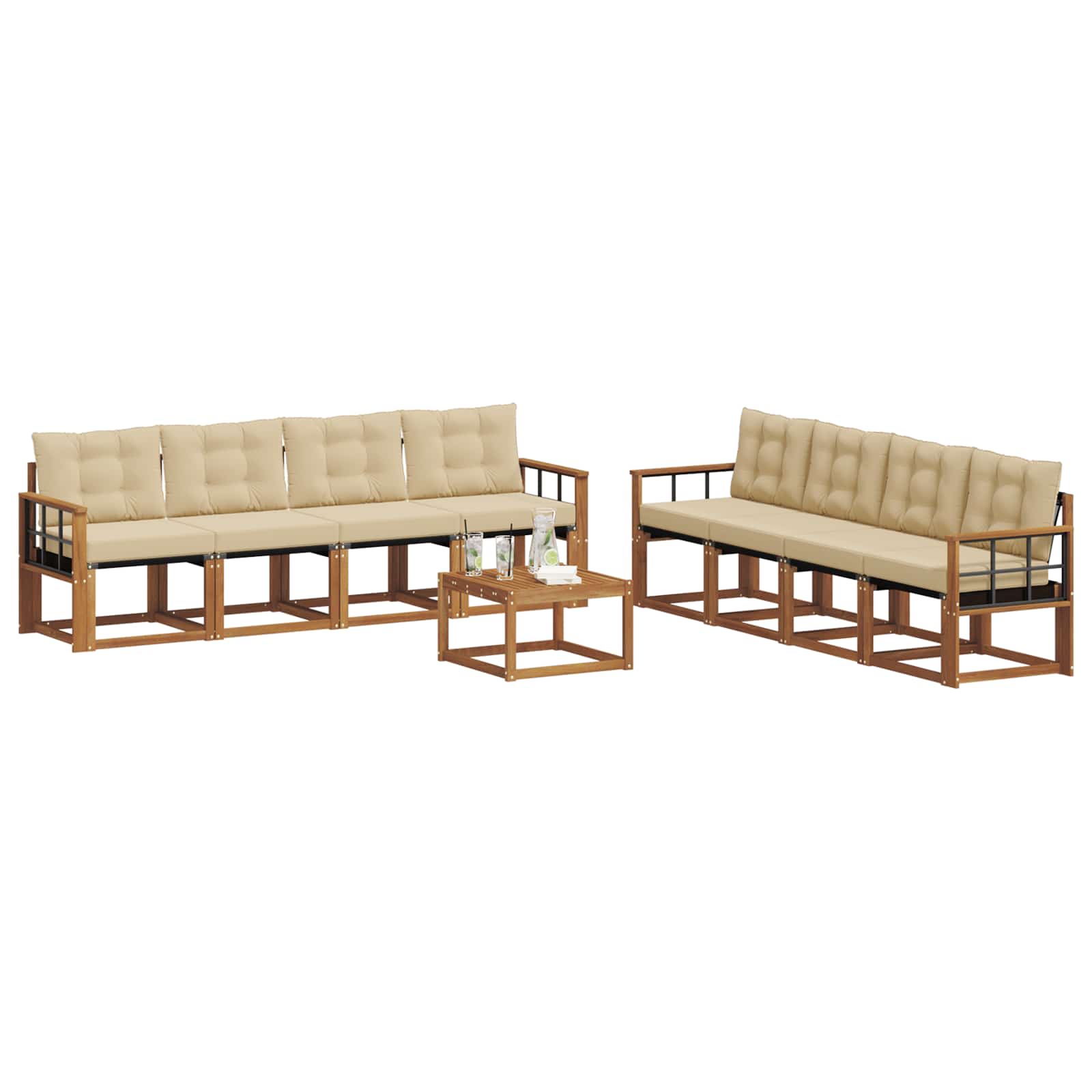 Ensemble de canapés d'extérieur 9 pcs Naturel et Beige - XIOS