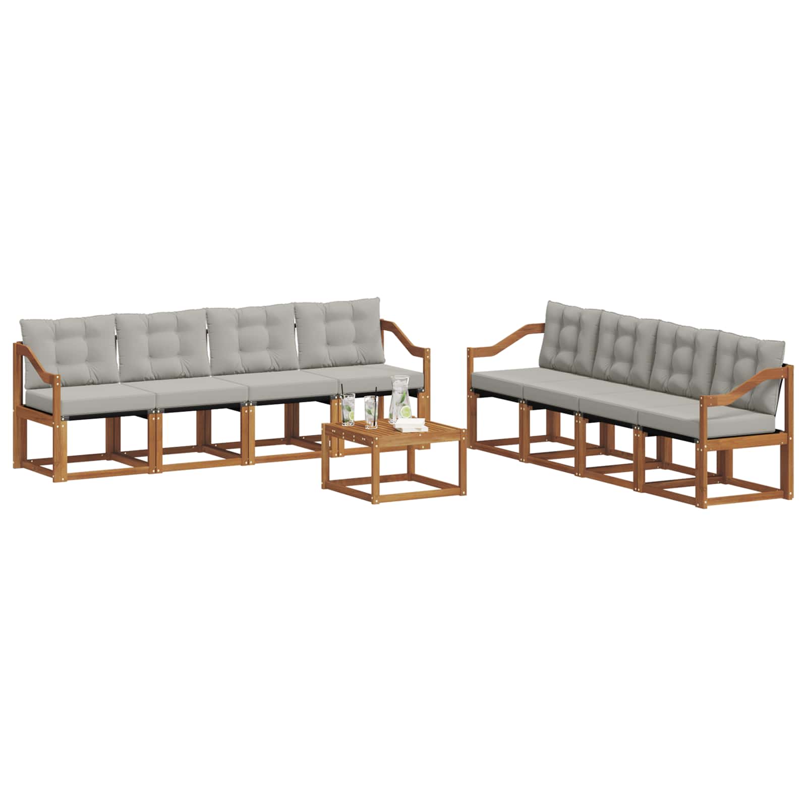 Ensemble de canapés d'extérieur 9 pcs Gris Naturel et Clair - XIOS