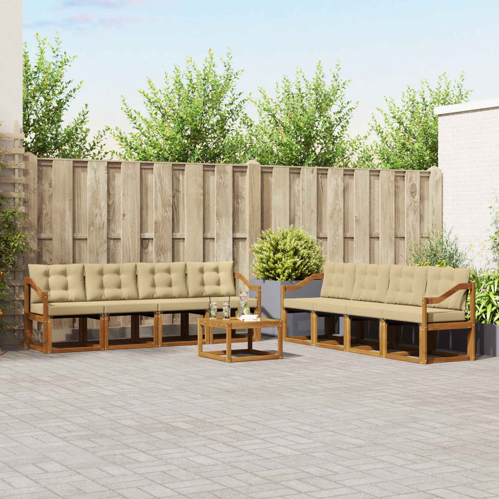 Ensemble de canapés d'extérieur 9 pcs Naturel et Beige - XIOS