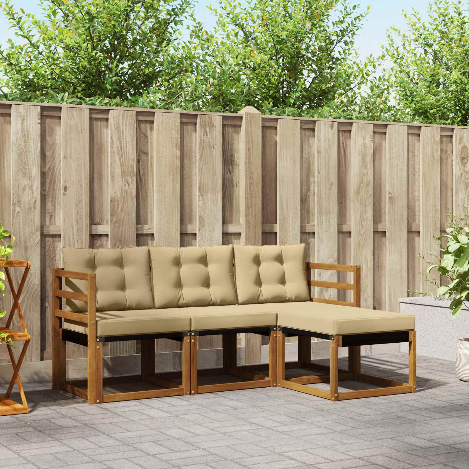 Ensemble de canapés d'extérieur 4 pcs Naturel et Beige - XIOS