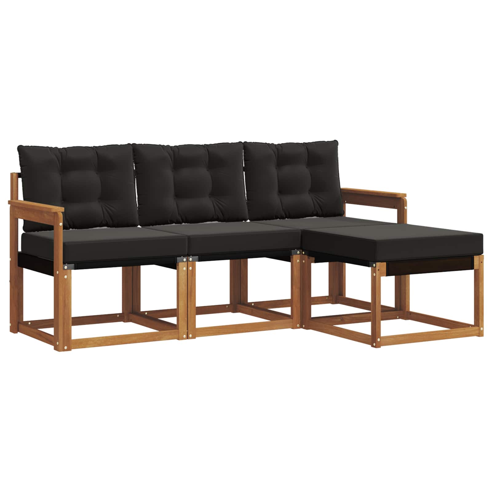Ensemble de canapés d'extérieur 4 pcs Naturel et Noir - XIOS