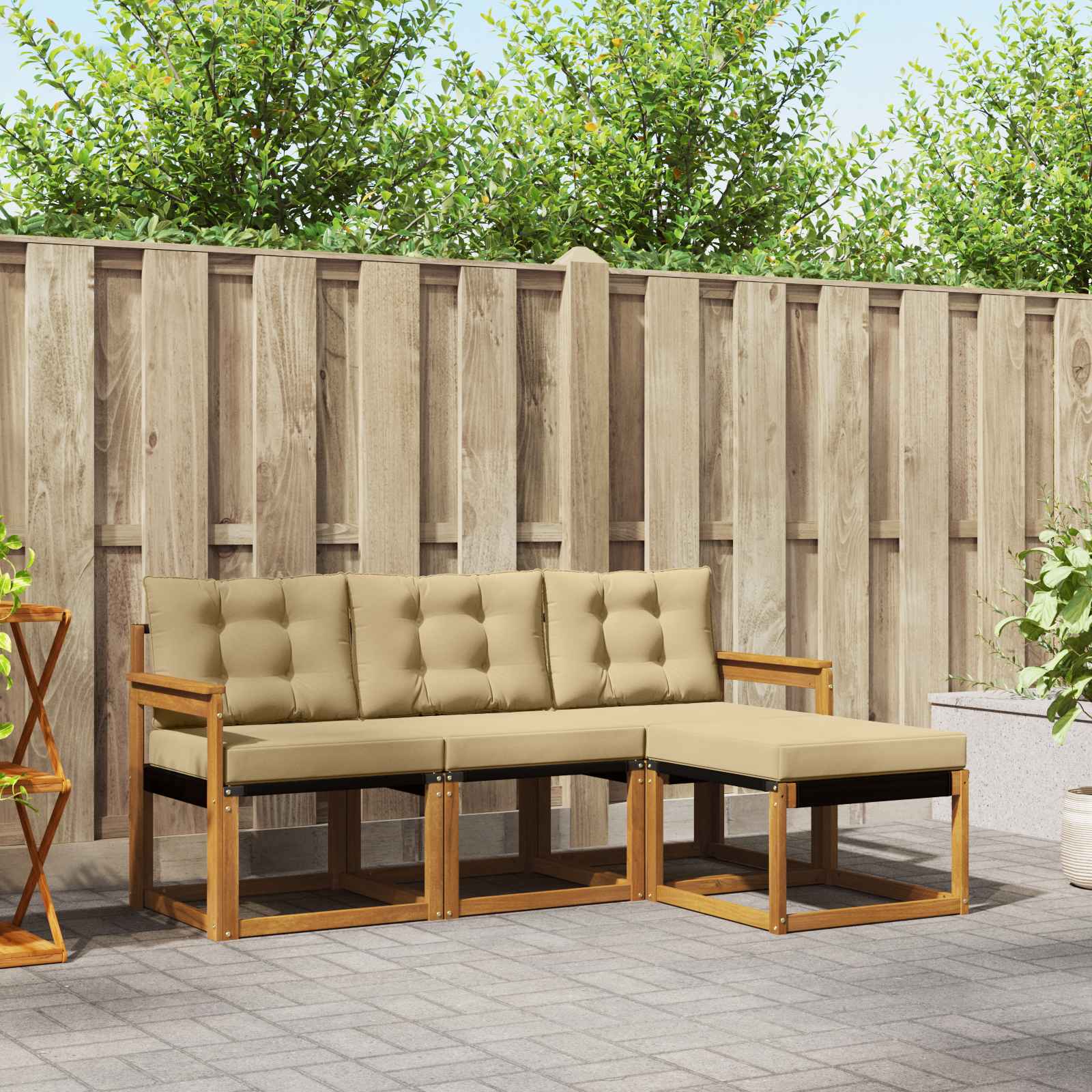 Ensemble de canapés d'extérieur 4 pcs Naturel et Beige - XIOS