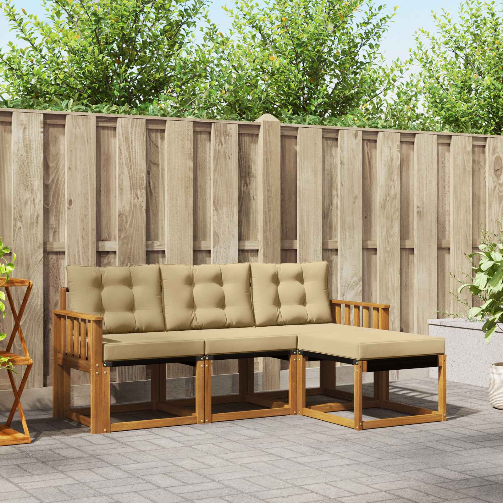 Ensemble de canapés d'extérieur 4 pcs Naturel et Beige - XIOS