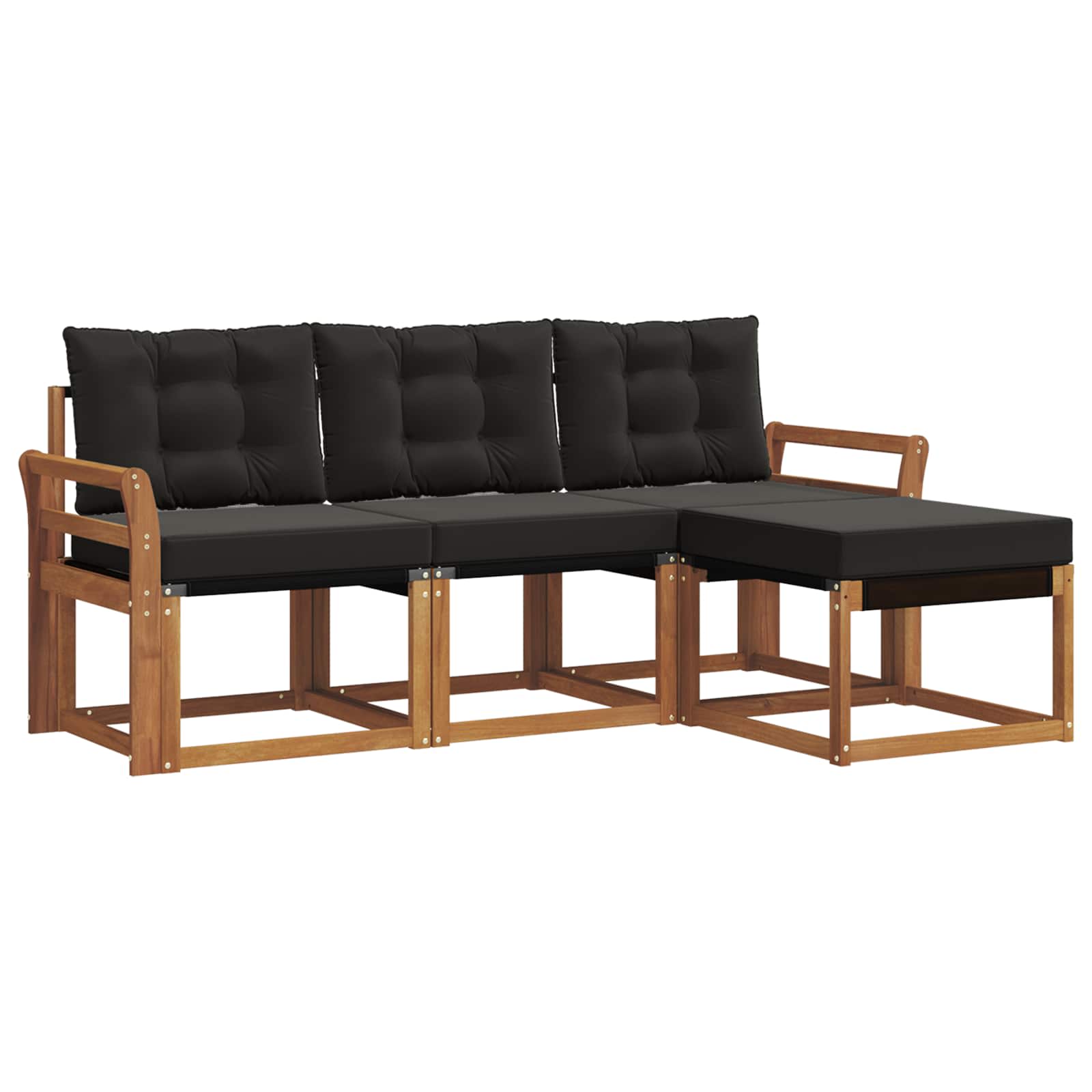 Ensemble de canapés d'extérieur 4 pcs Naturel et Noir - XIOS