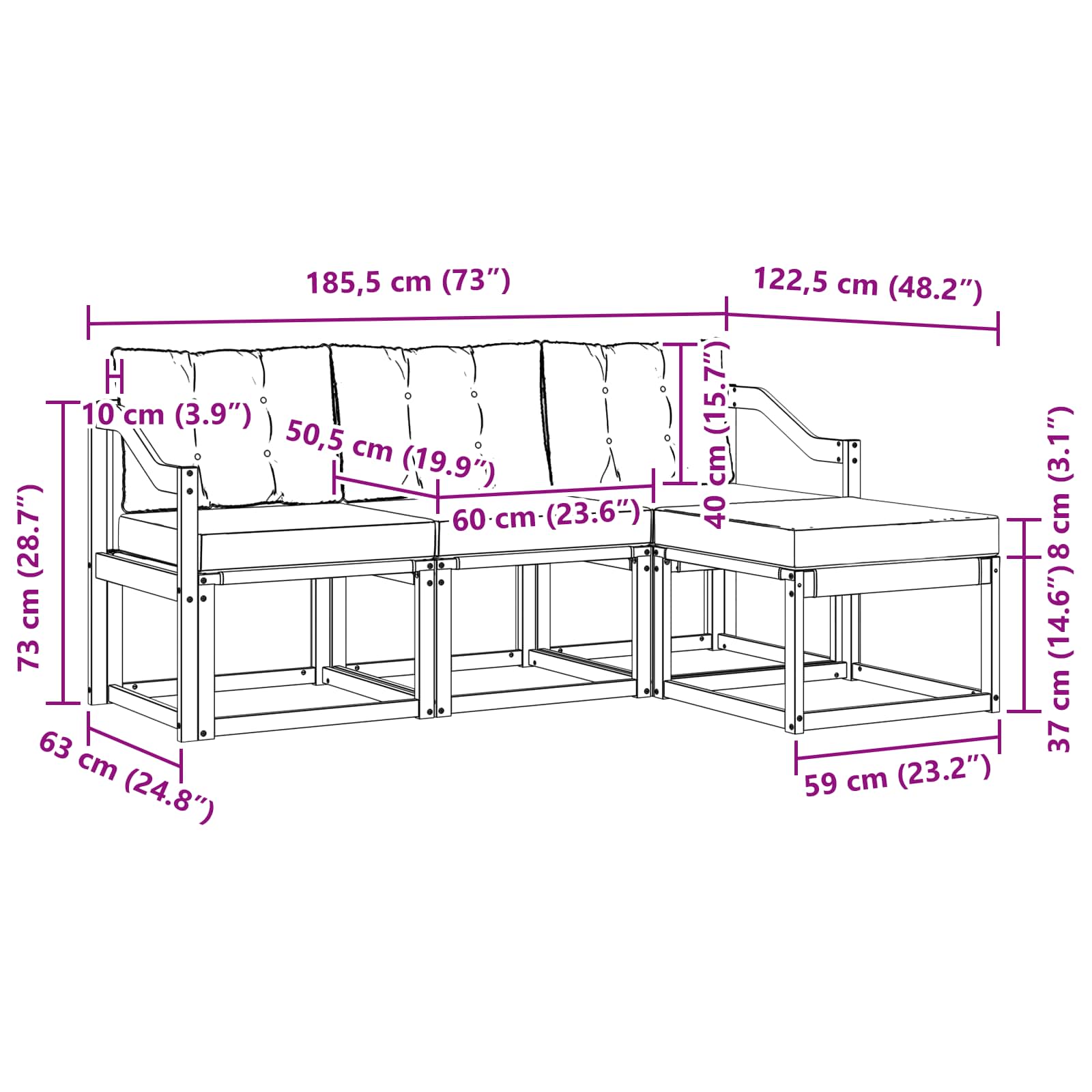 Ensemble de canapés d'extérieur 4 pcs Naturel et Beige - XIOS