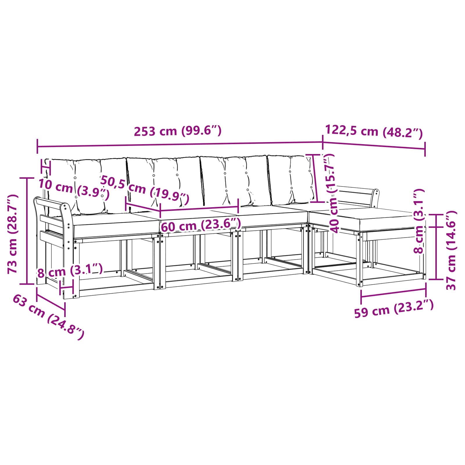 Ensemble de canapés d'extérieur 5 pcs Gris Naturel et Clair - XIOS