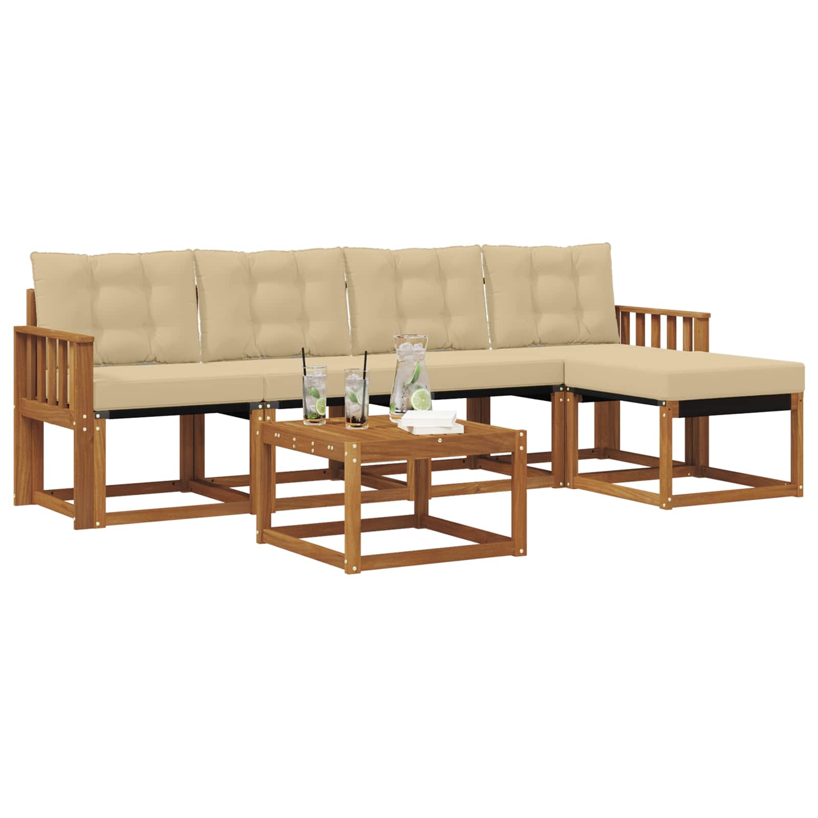 Ensemble de canapés d'extérieur 6 pcs Naturel et Beige - XIOS