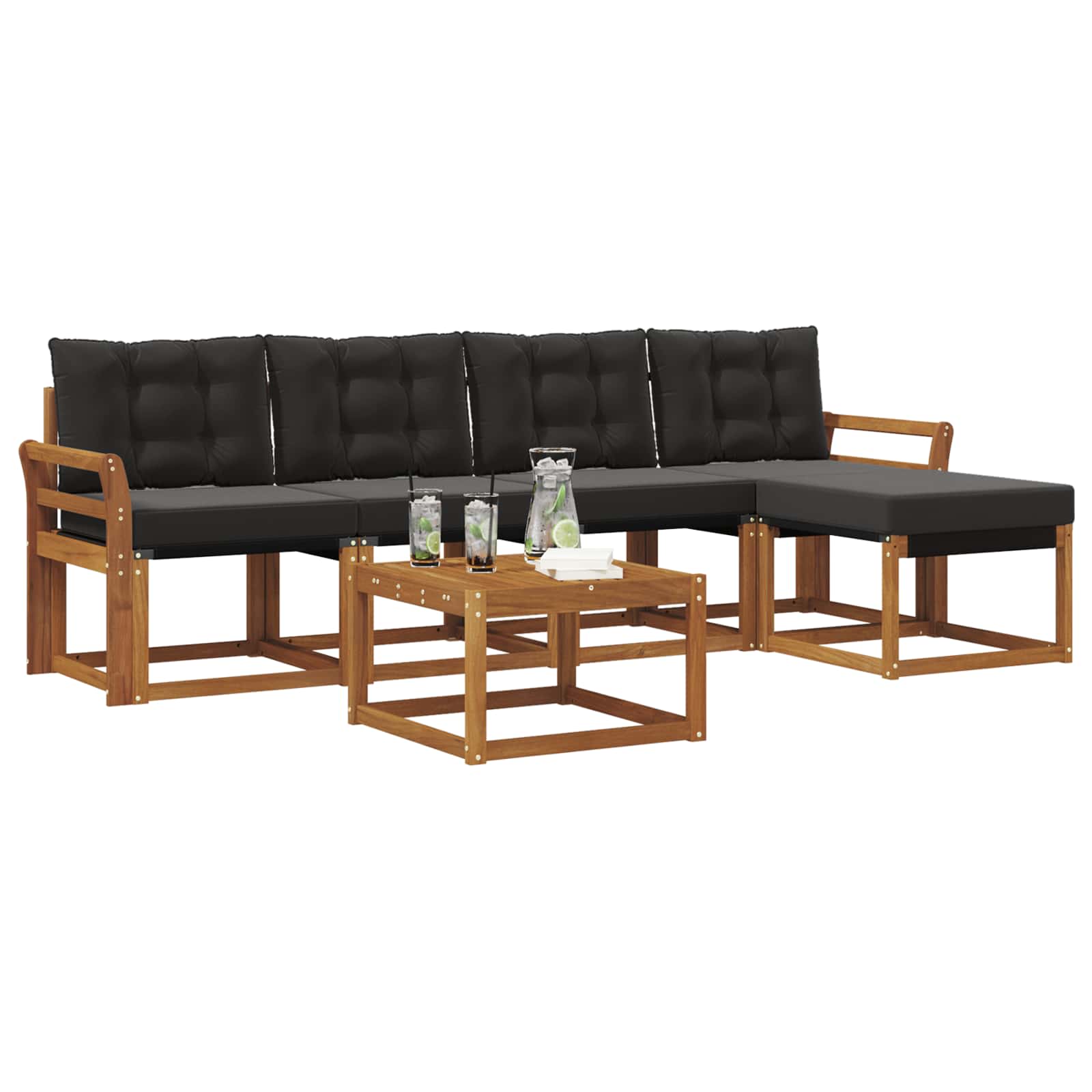 Ensemble de canapés d'extérieur 6 pc Naturel et noir