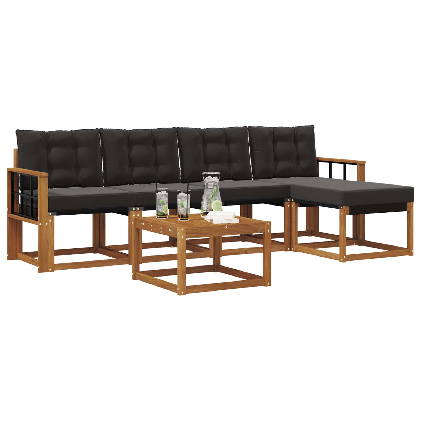 Ensemble de canapés d'extérieur 6 pcs Naturel et Noir - XIOS