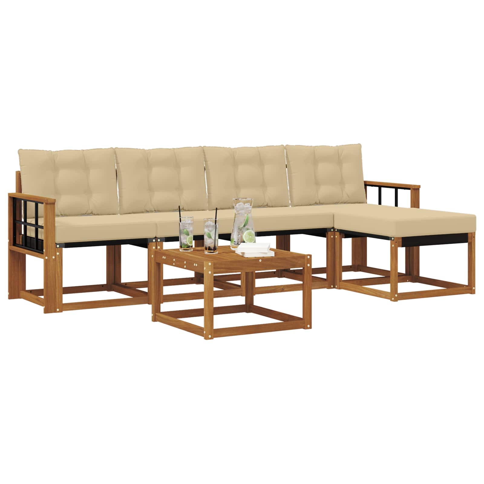 Ensemble de canapés d'extérieur 6 pcs Naturel et Beige - XIOS