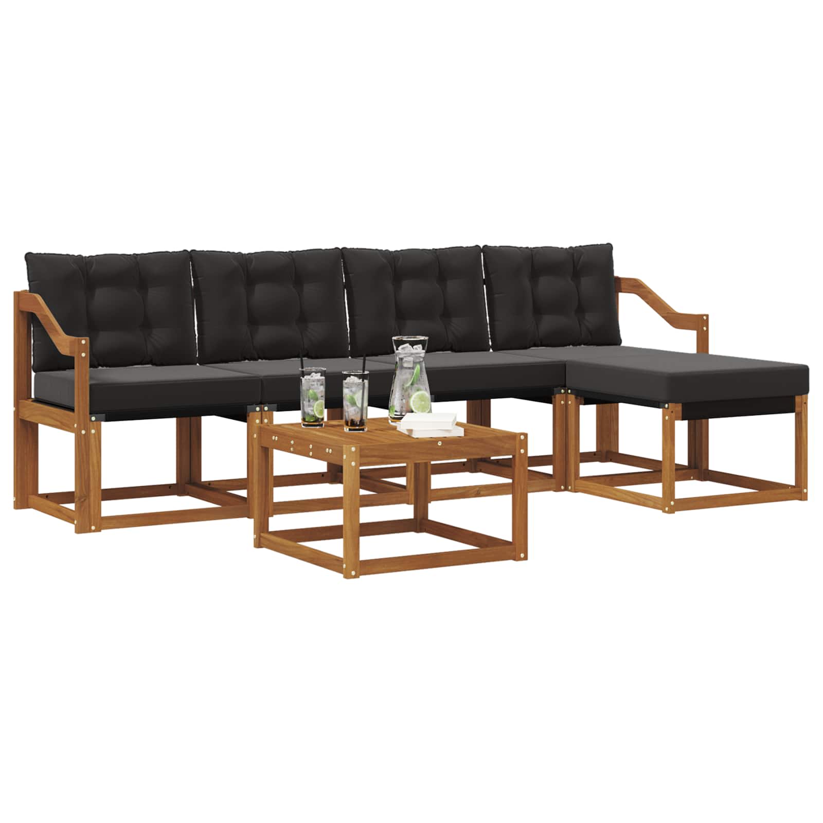 Ensemble de canapés d'extérieur 6 pcs Naturel et Noir - XIOS