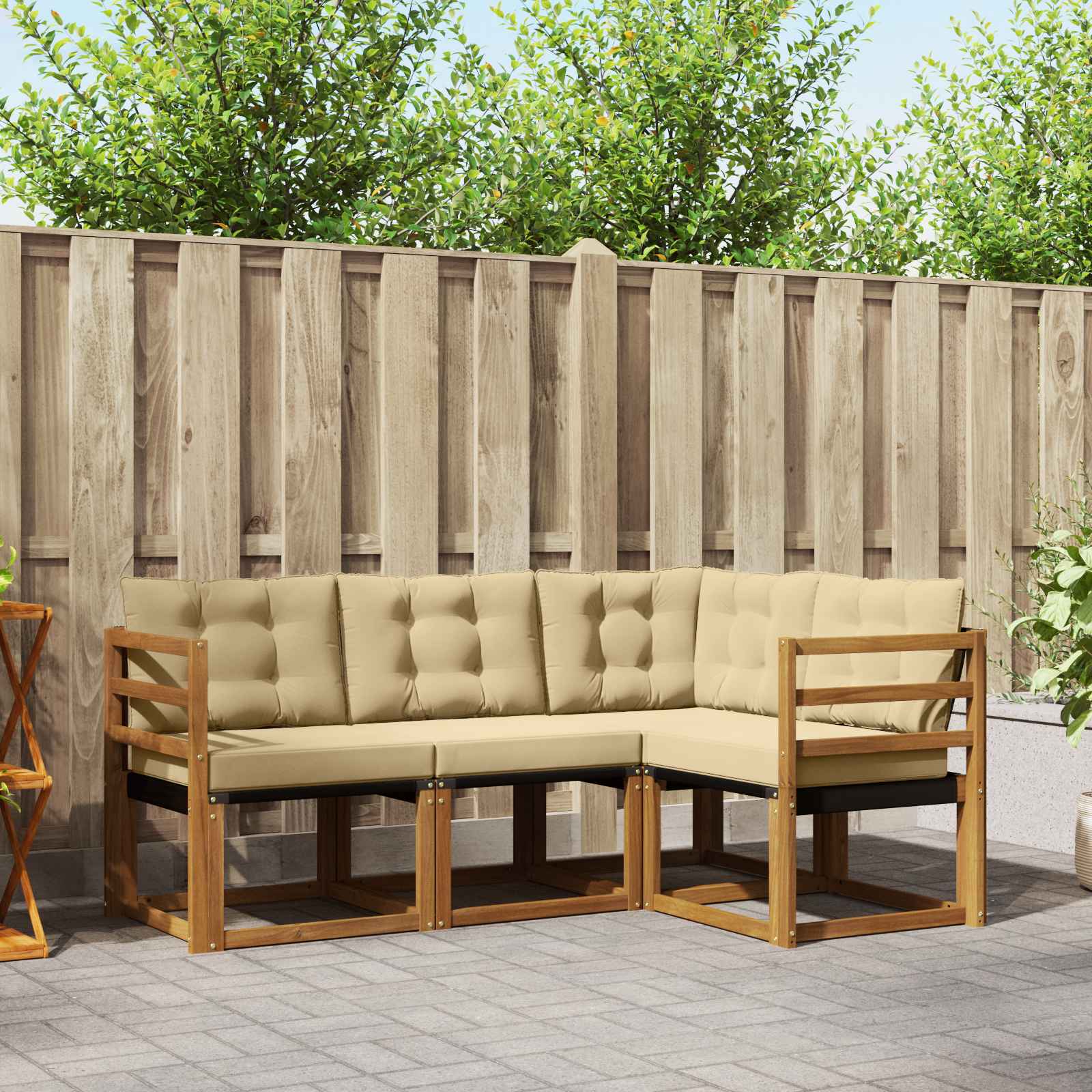 Ensemble de canapés d'extérieur 4 pcs Naturel et Beige - XIOS