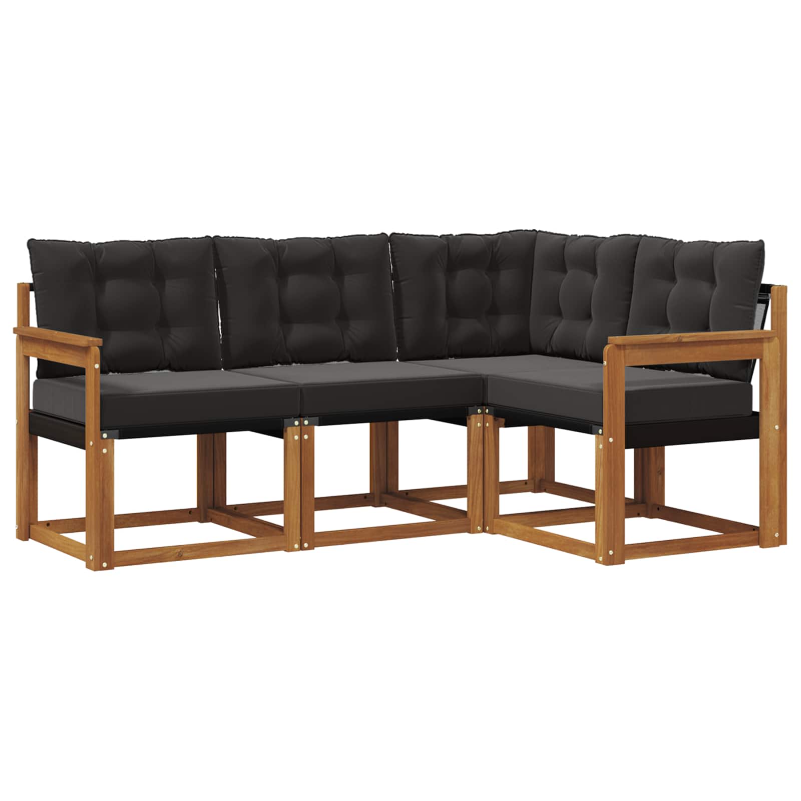 Ensemble de canapés d'extérieur 4 pcs Naturel et Noir - XIOS