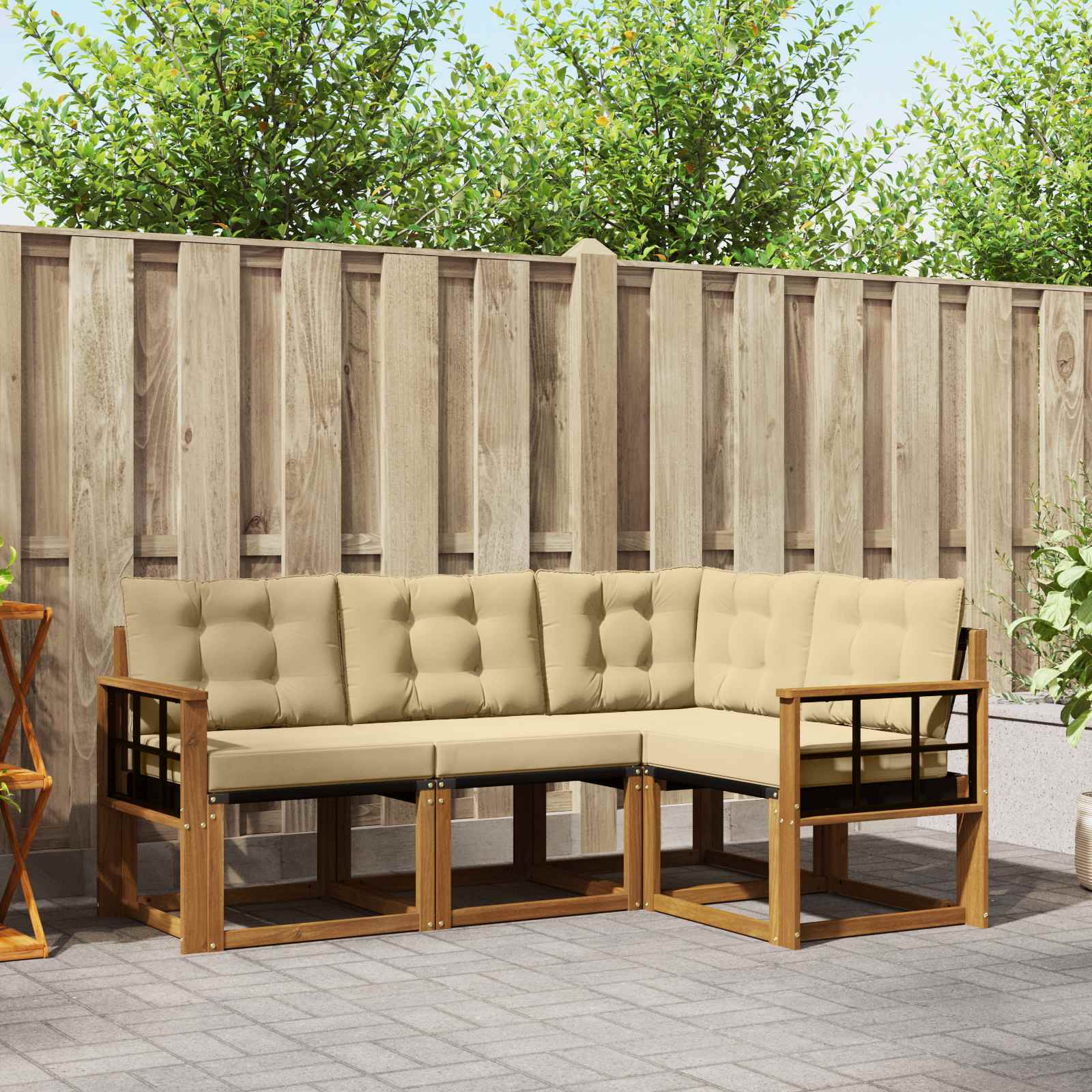 Ensemble de canapés d'extérieur 4 pcs Naturel et Beige - XIOS