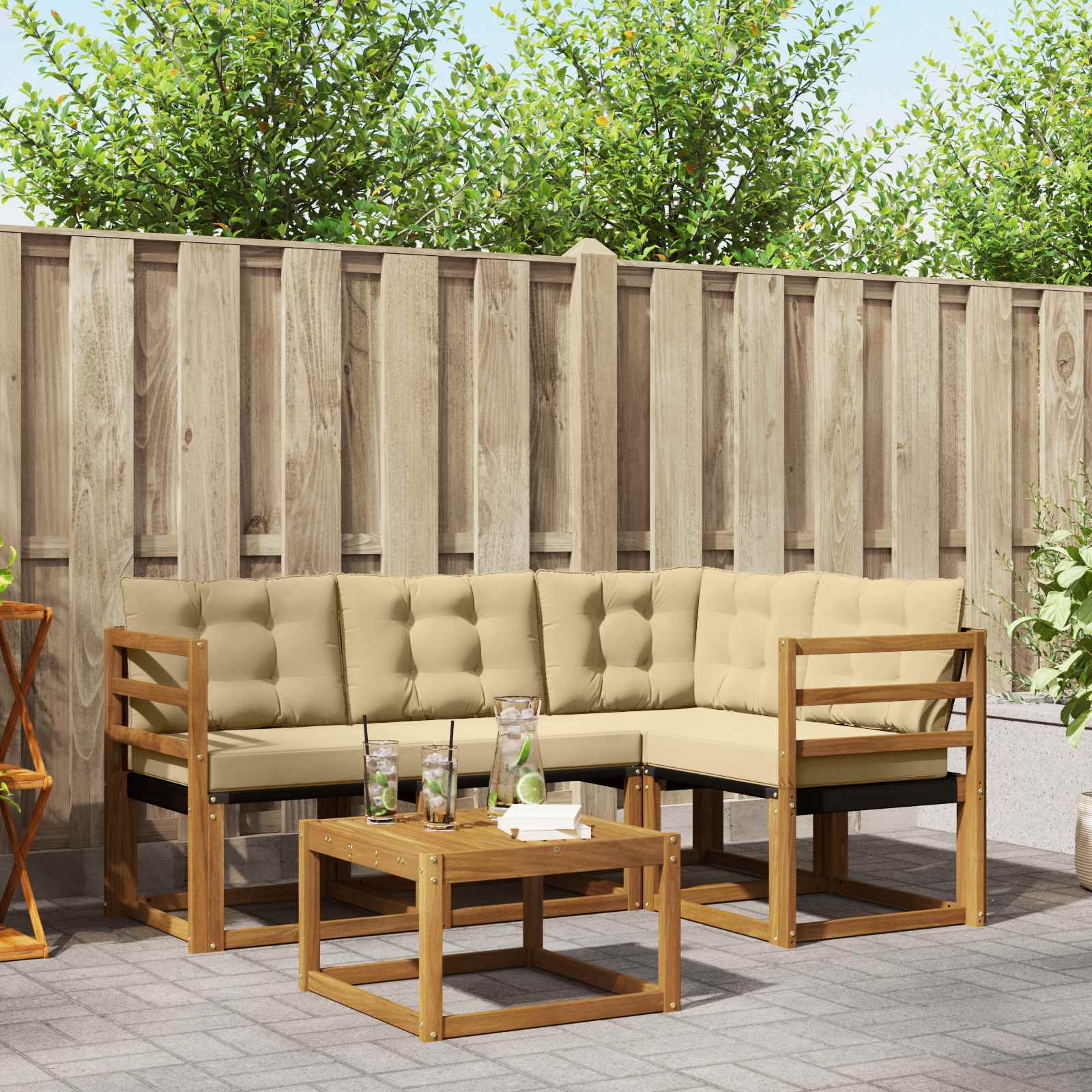 Ensemble de canapés d'extérieur 5 pcs Naturel et Beige - XIOS