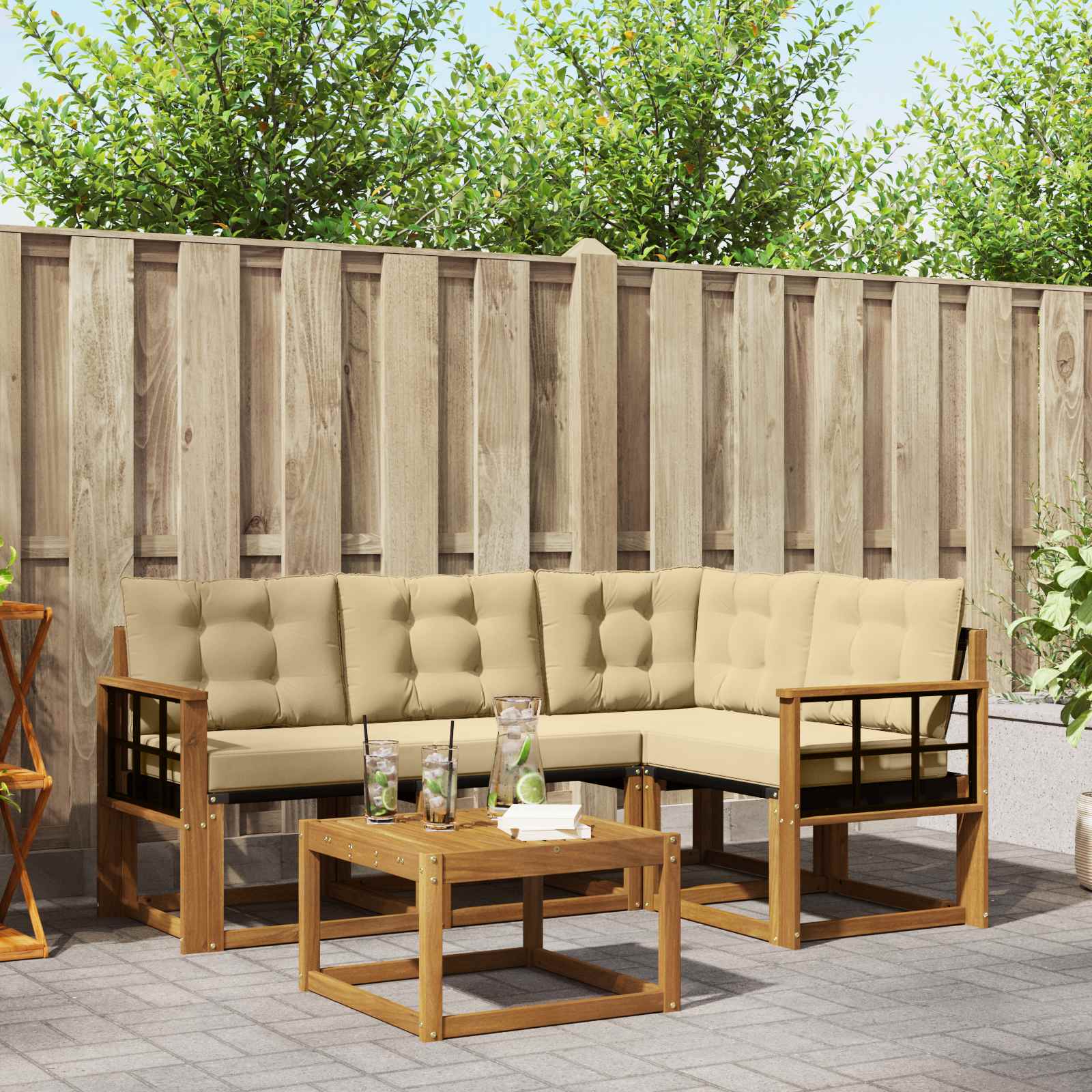 Ensemble de canapés d'extérieur 5 pcs Naturel et Beige - XIOS