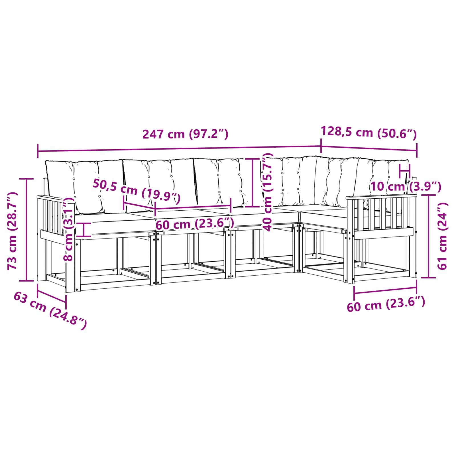 Ensemble de canapés d'extérieur 5 pcs Naturel et Beige - XIOS