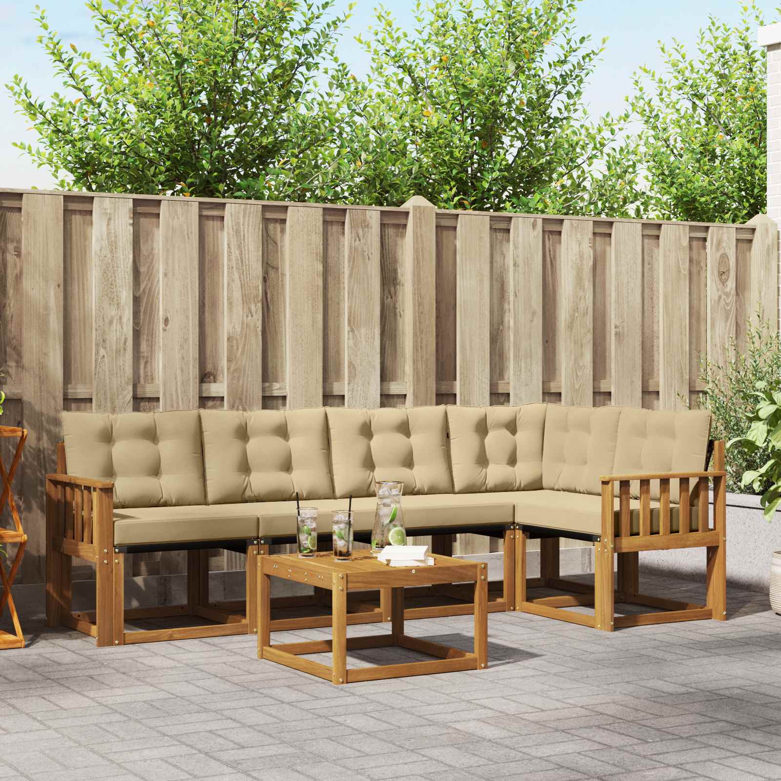 Ensemble de canapés d'extérieur 6 pcs Naturel et Beige - XIOS