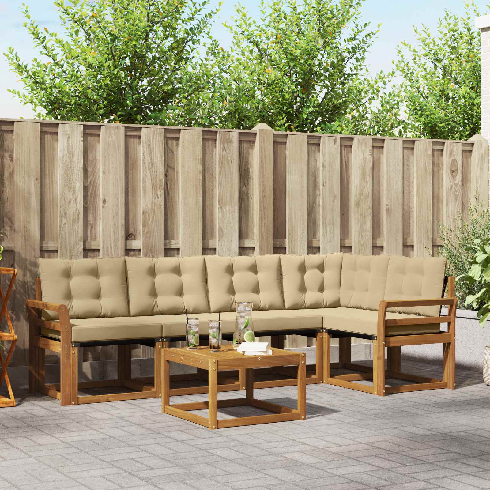 Ensemble de canapés d'extérieur 6 pcs Naturel et Beige - XIOS