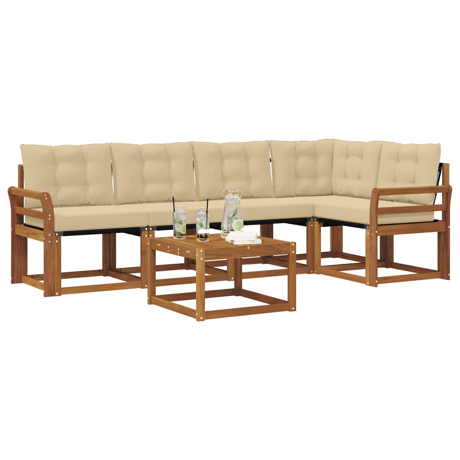 Ensemble de canapés d'extérieur 6 pcs Naturel et Beige - XIOS