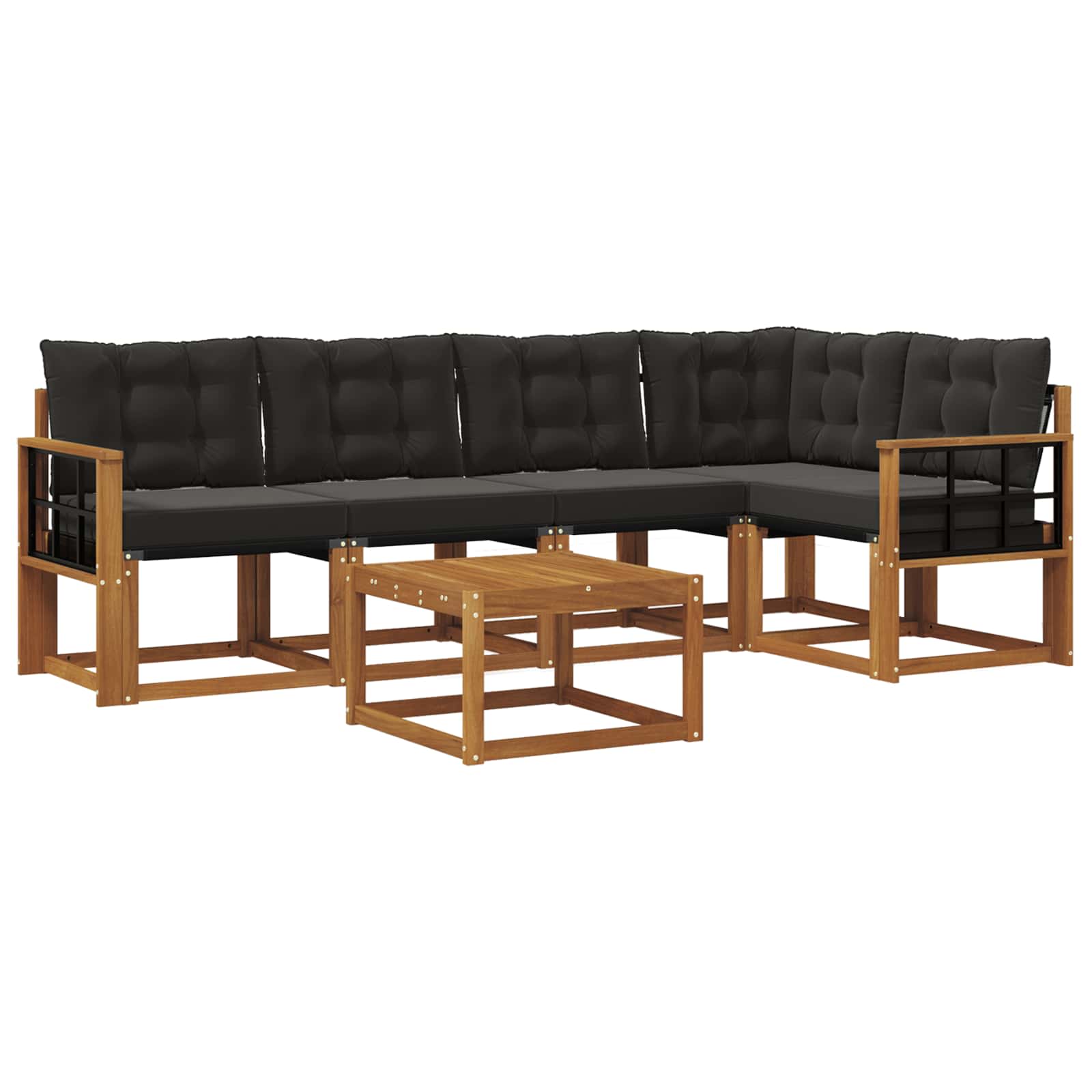 Ensemble de canapés d'extérieur 6 pcs Naturel et Noir - XIOS