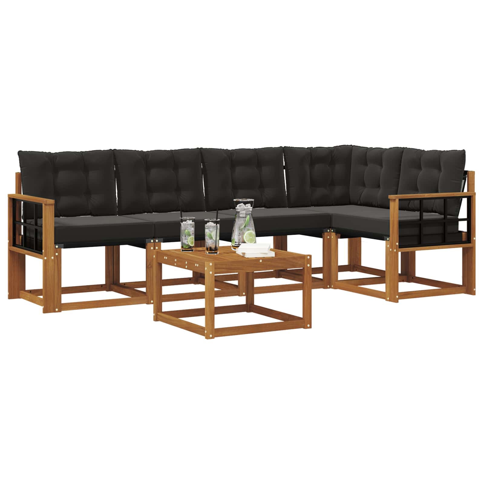 Ensemble de canapés d'extérieur 6 pcs Naturel et Noir - XIOS