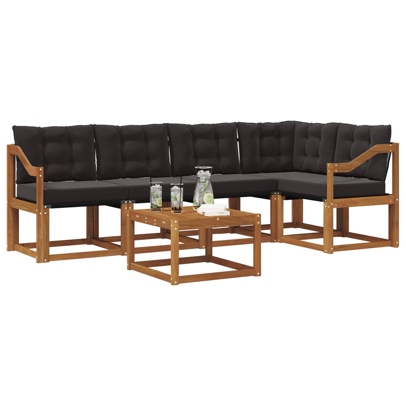 Ensemble de canapés d'extérieur 6 pcs Naturel et Noir - XIOS