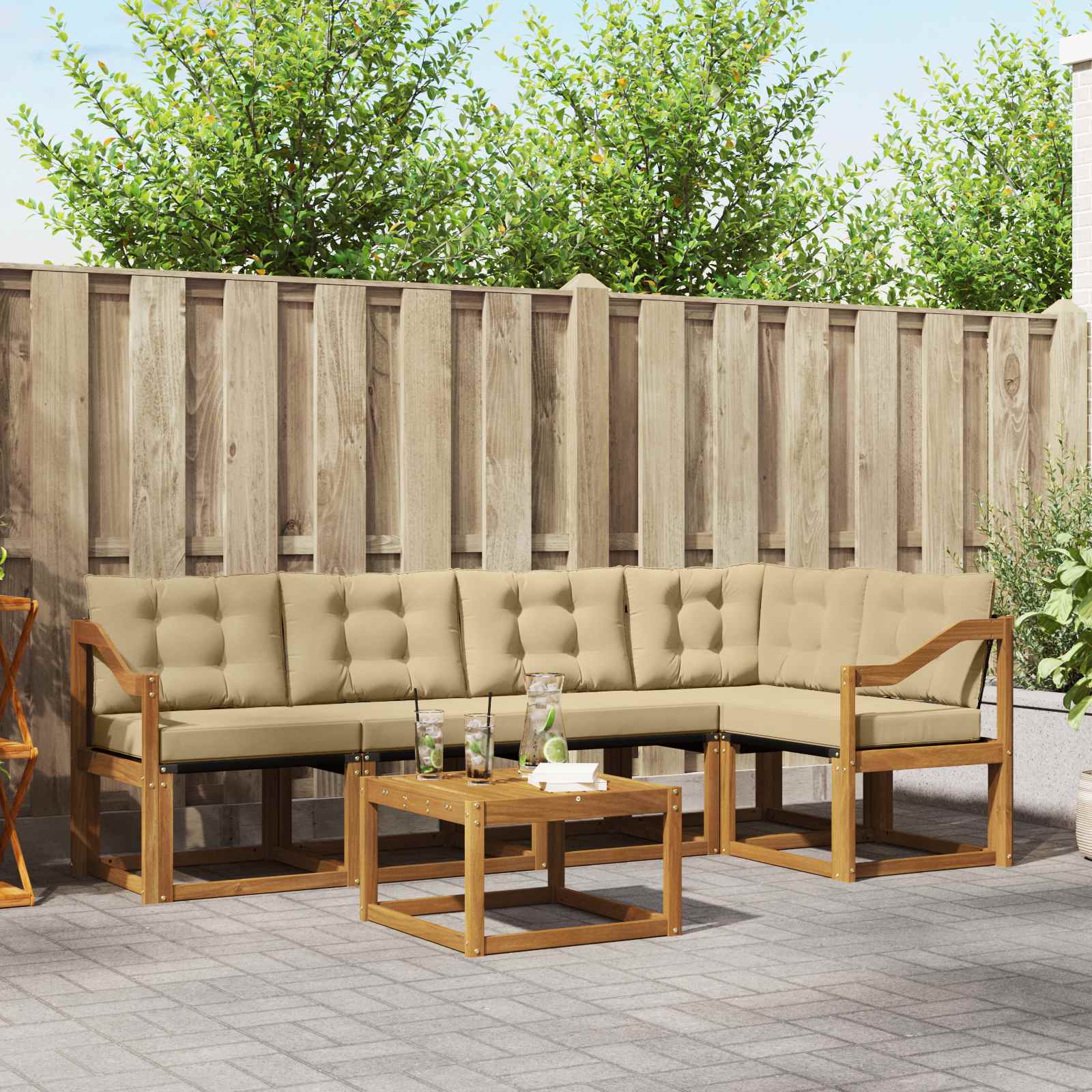 Ensemble de canapés d'extérieur 6 pcs Naturel et Beige - XIOS