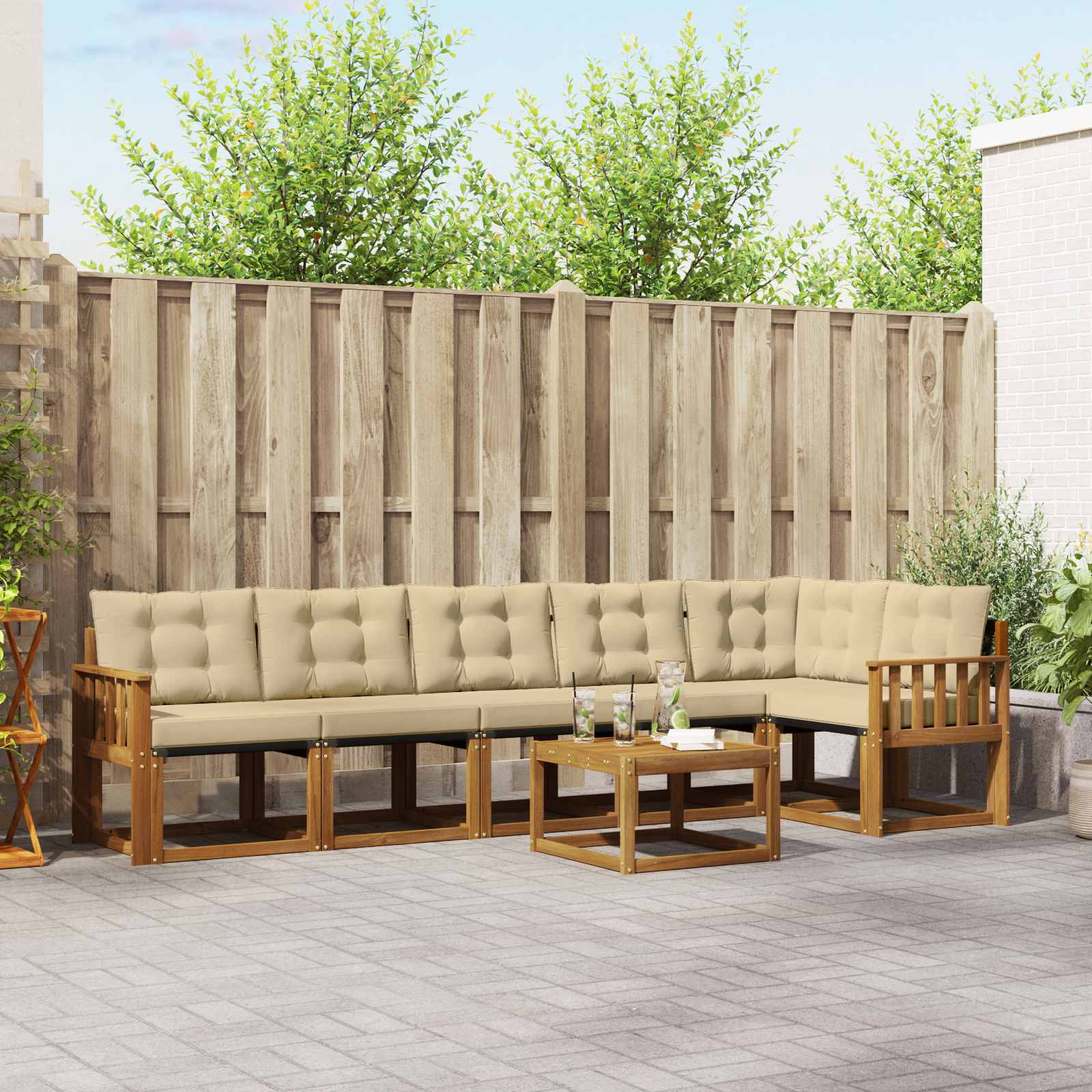 Ensemble de canapés d'extérieur 7 pcs Naturel et Beige - XIOS